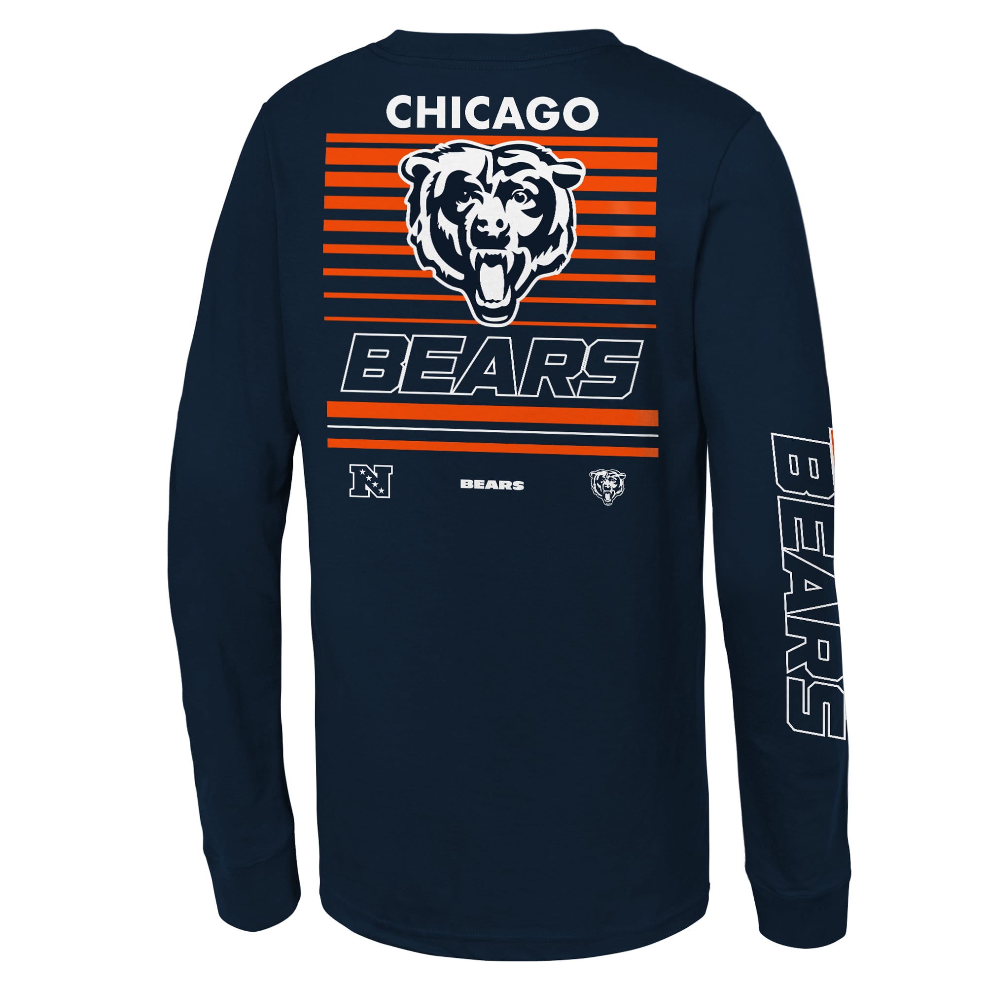 T-shirt à manches longues Mitchell & Ness Triple Play Chicago Bears bleu marine pour enfant
