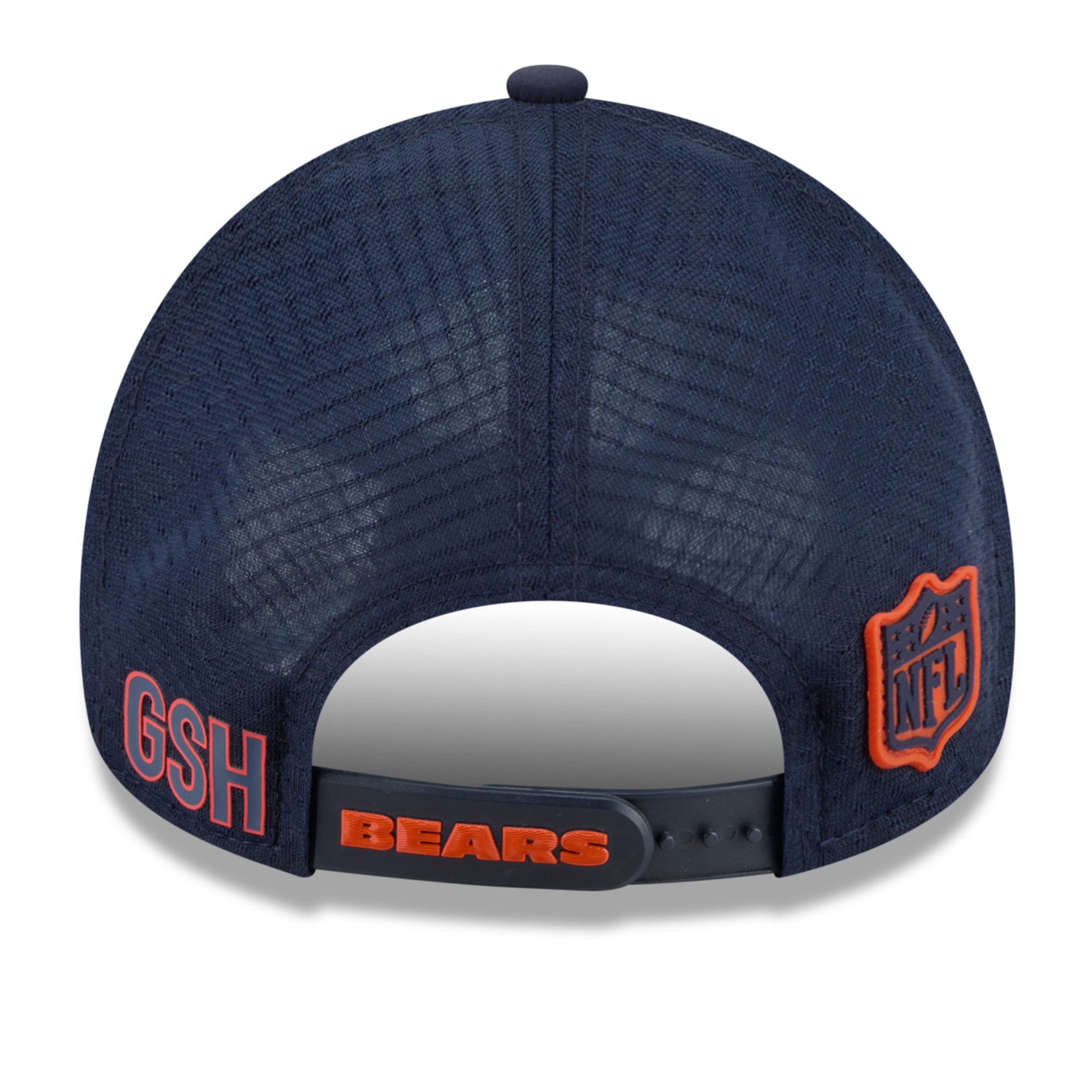 Youth New Era Navy Chicago Bears 2026 Sideline Apex 9FORTY Adjustable Trucker Hat