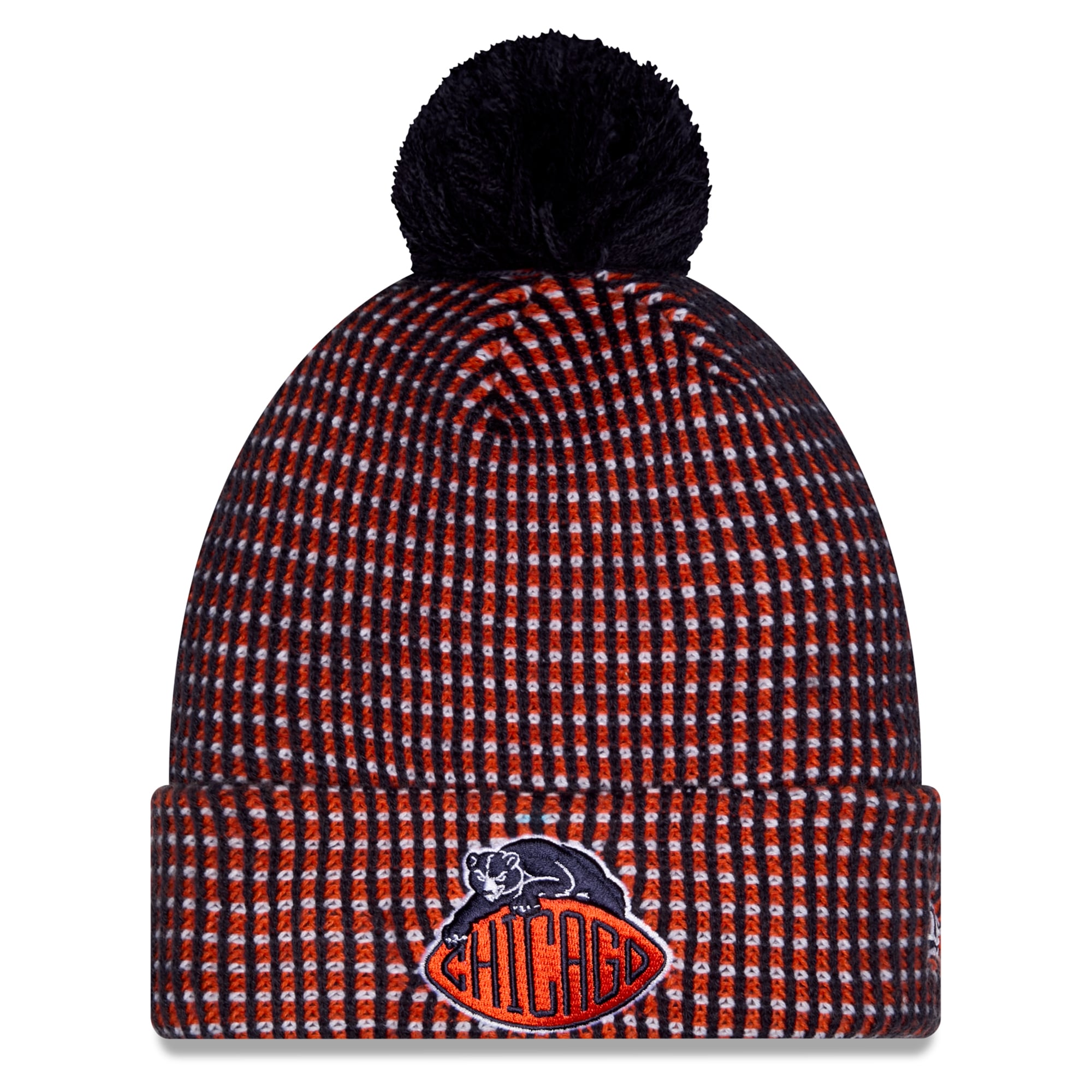 Youth New Era Orange Chicago Bears 2026 Rivalries Collection Sideline Cuffed Knit Hat with Pom