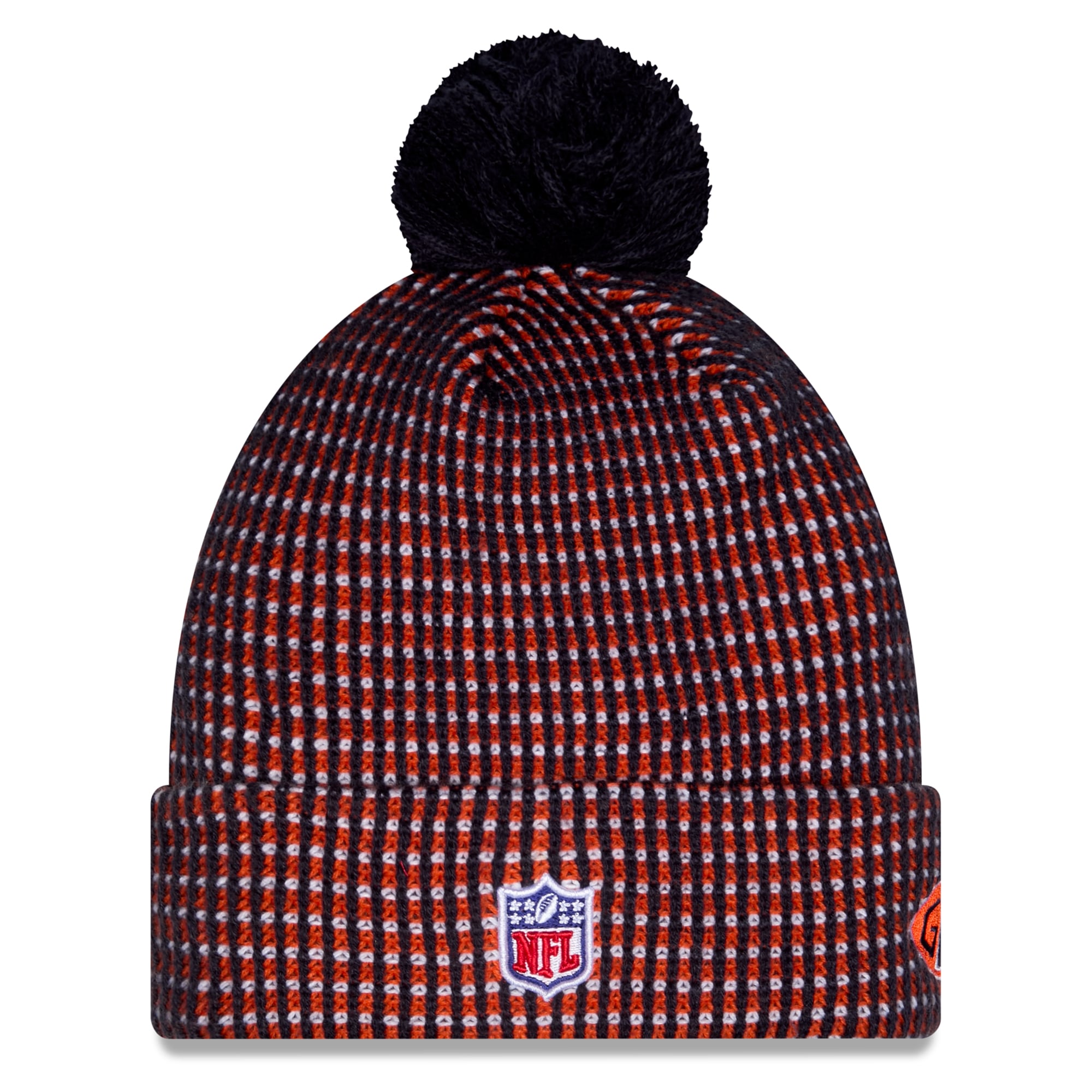 Youth New Era Orange Chicago Bears 2026 Rivalries Collection Sideline Cuffed Knit Hat with Pom