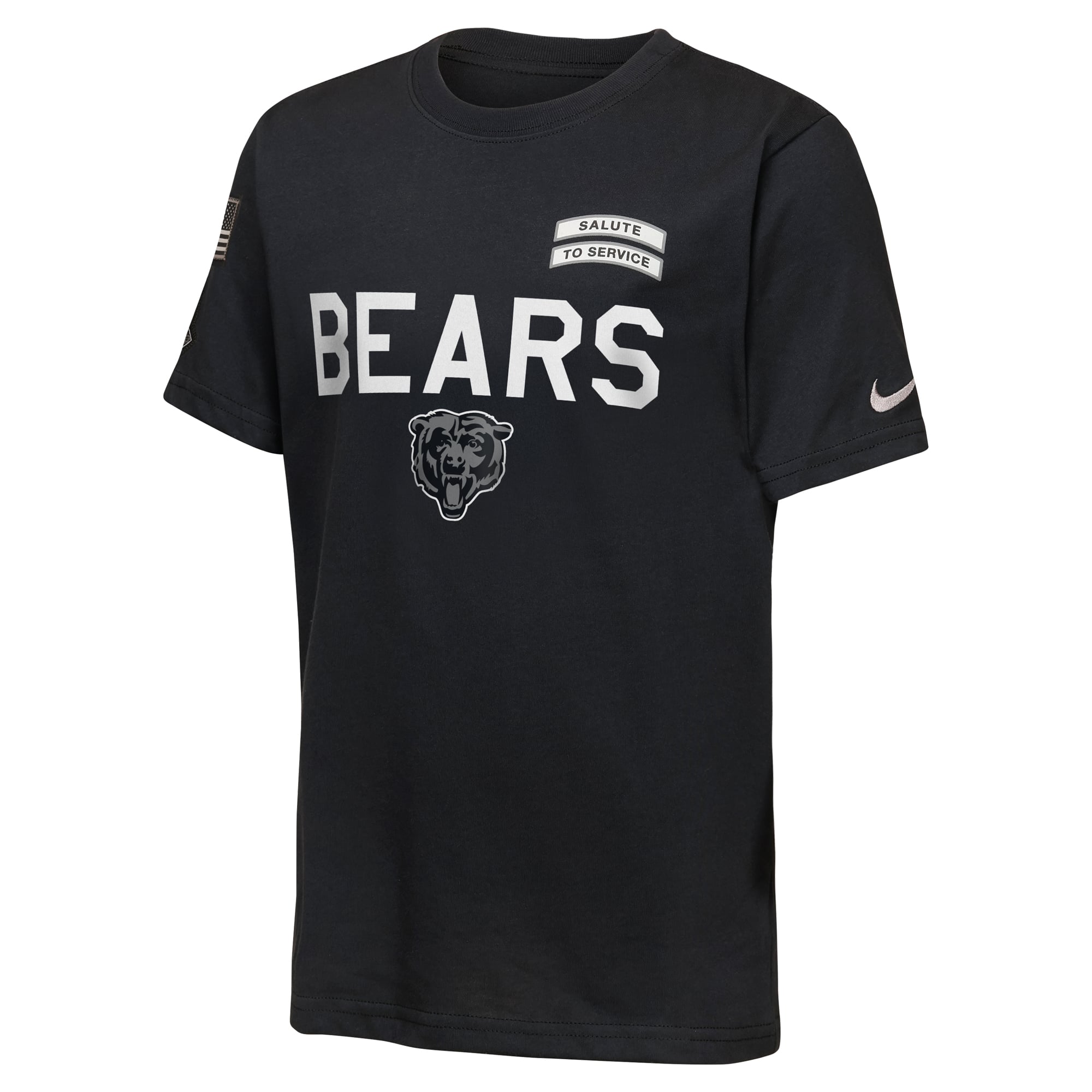T-shirt Nike Dri-FIT noir pour jeunes Chicago Bears 2026 Salute to Service Sideline