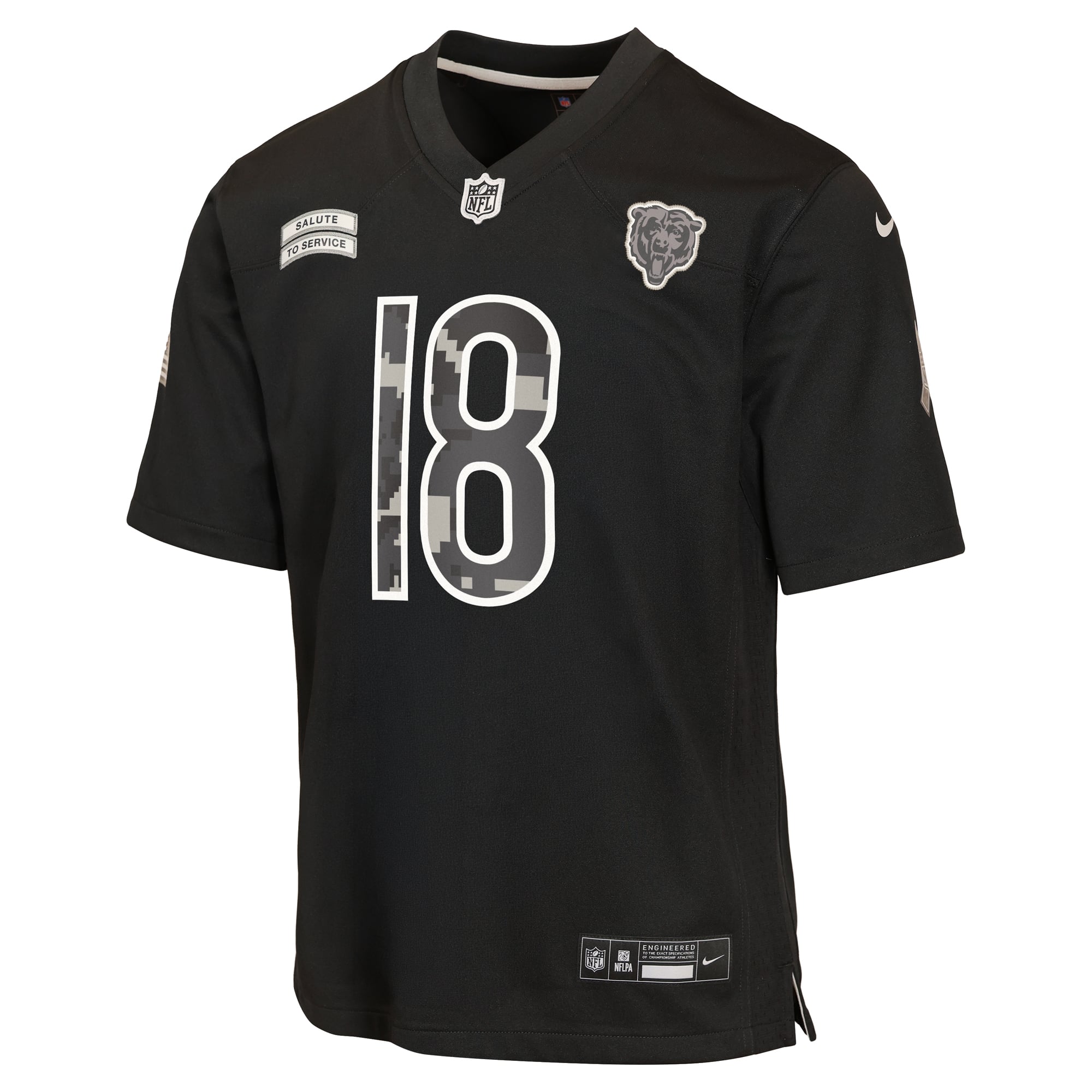 Maillot Nike Caleb Williams noir des Chicago Bears 2026 Salute to Service pour jeunes