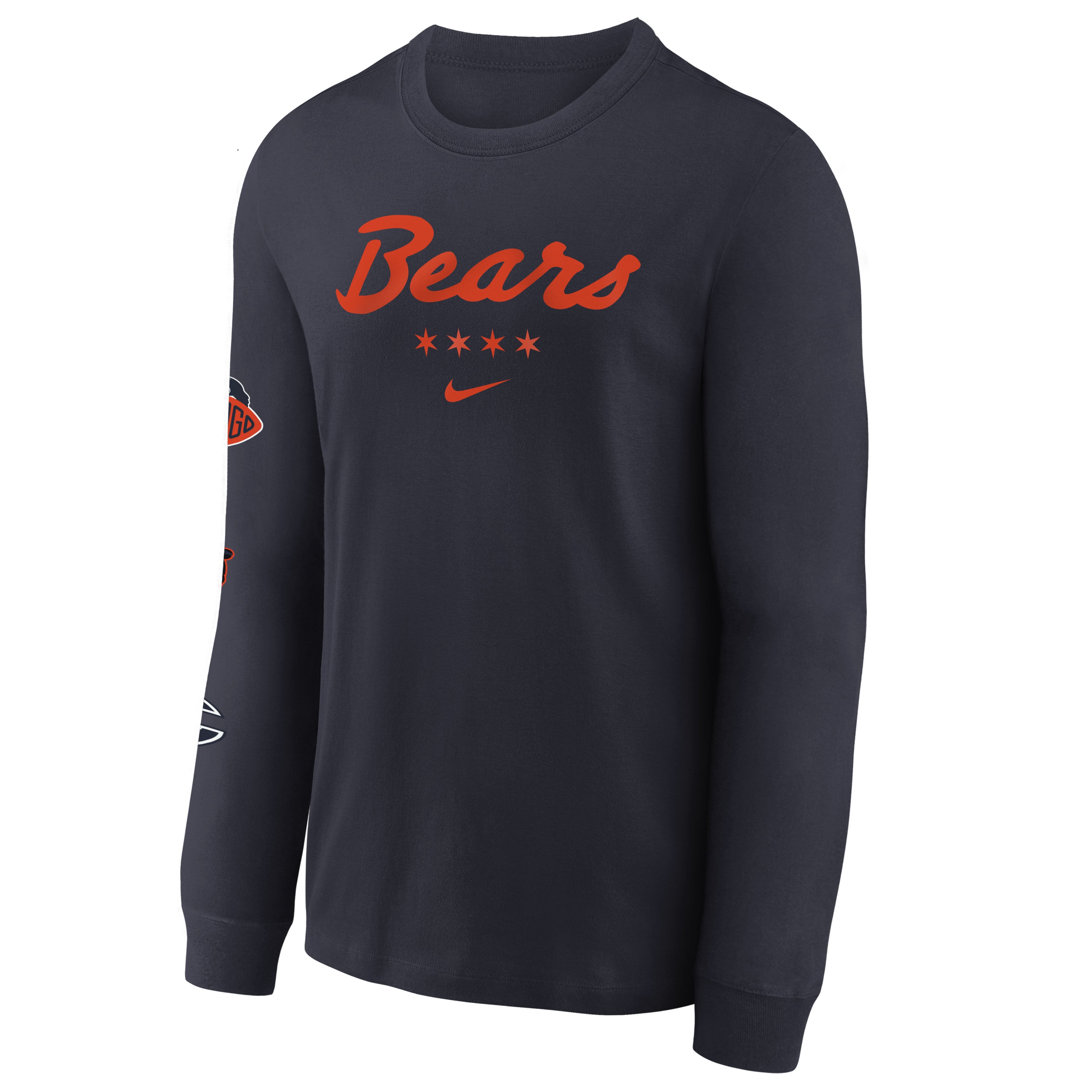 T-shirt à manches longues Nike Max90 pour jeunes, collection Chicago Bears 2026 Rivalries, bleu marine.