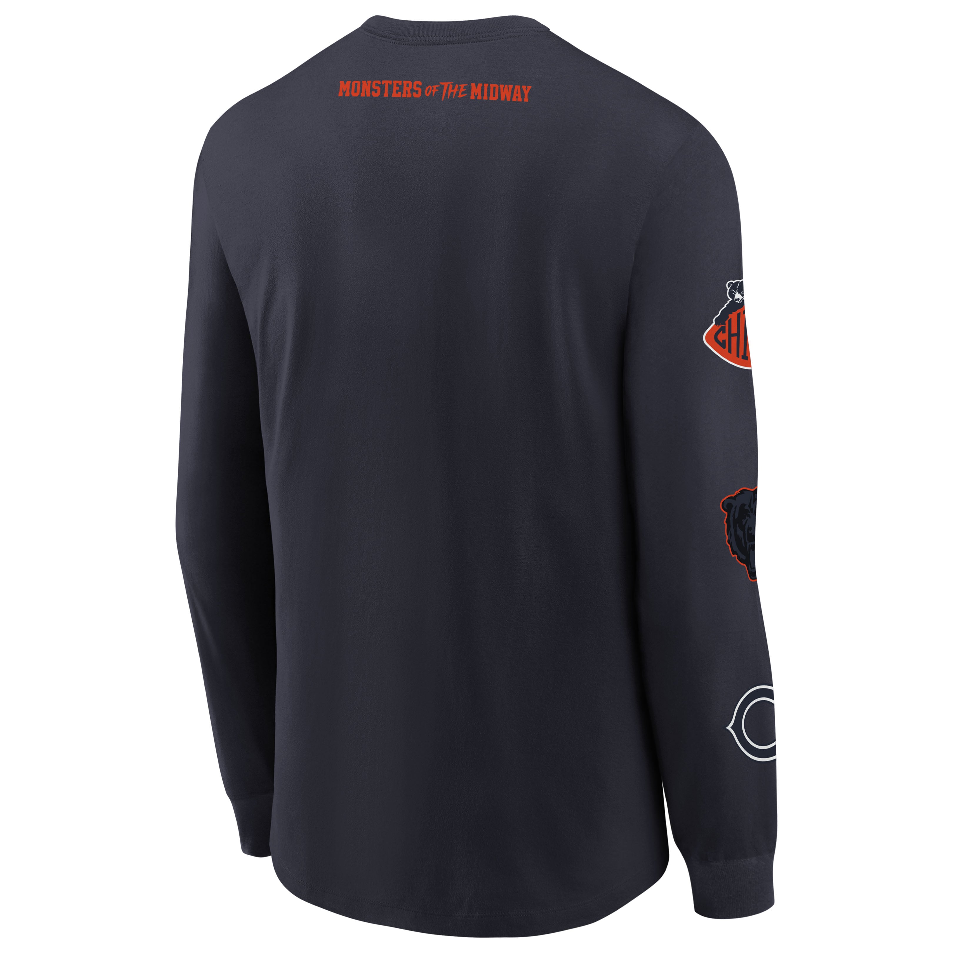 T-shirt à manches longues Nike Max90 pour jeunes, collection Chicago Bears 2026 Rivalries, bleu marine.