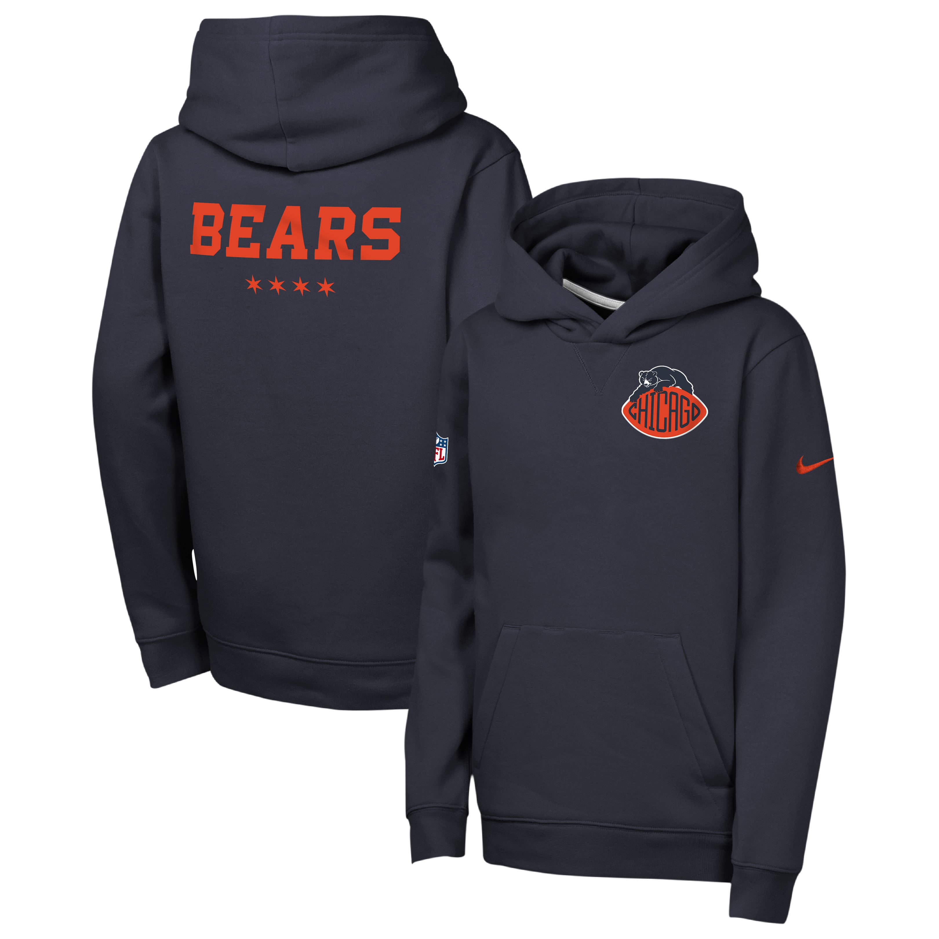 Youth Nike Navy Chicago Bears 2026 Rivalries Collection Sideline Club Fleece Pullover Hoodie