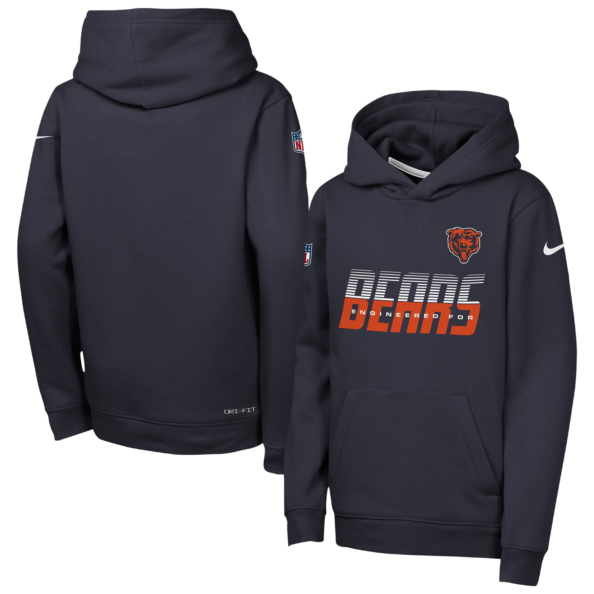 Sweat à capuche Nike Dri-FIT bleu marine Chicago Bears pour enfant