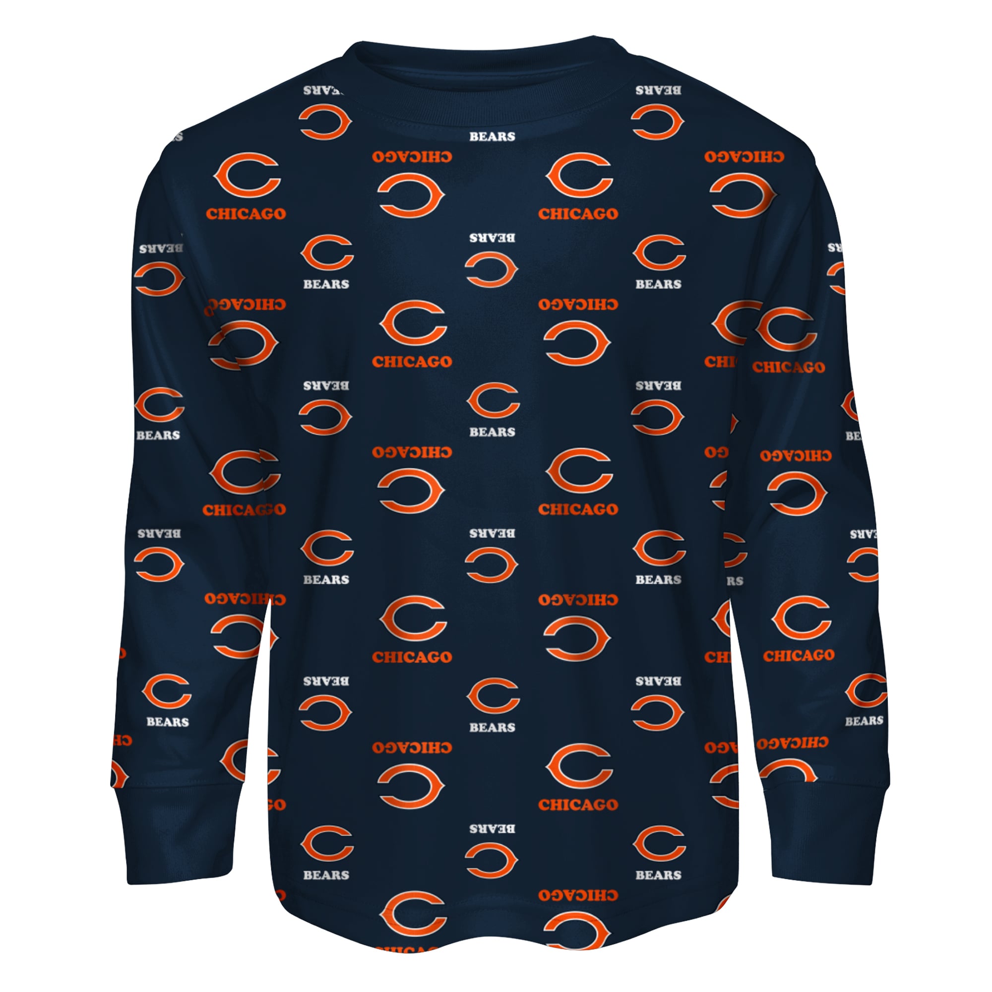 Youth Outerstuff Navy Chicago Bears All-Over-Print Long Sleeve T-Shirt and Pants Sleep Set
