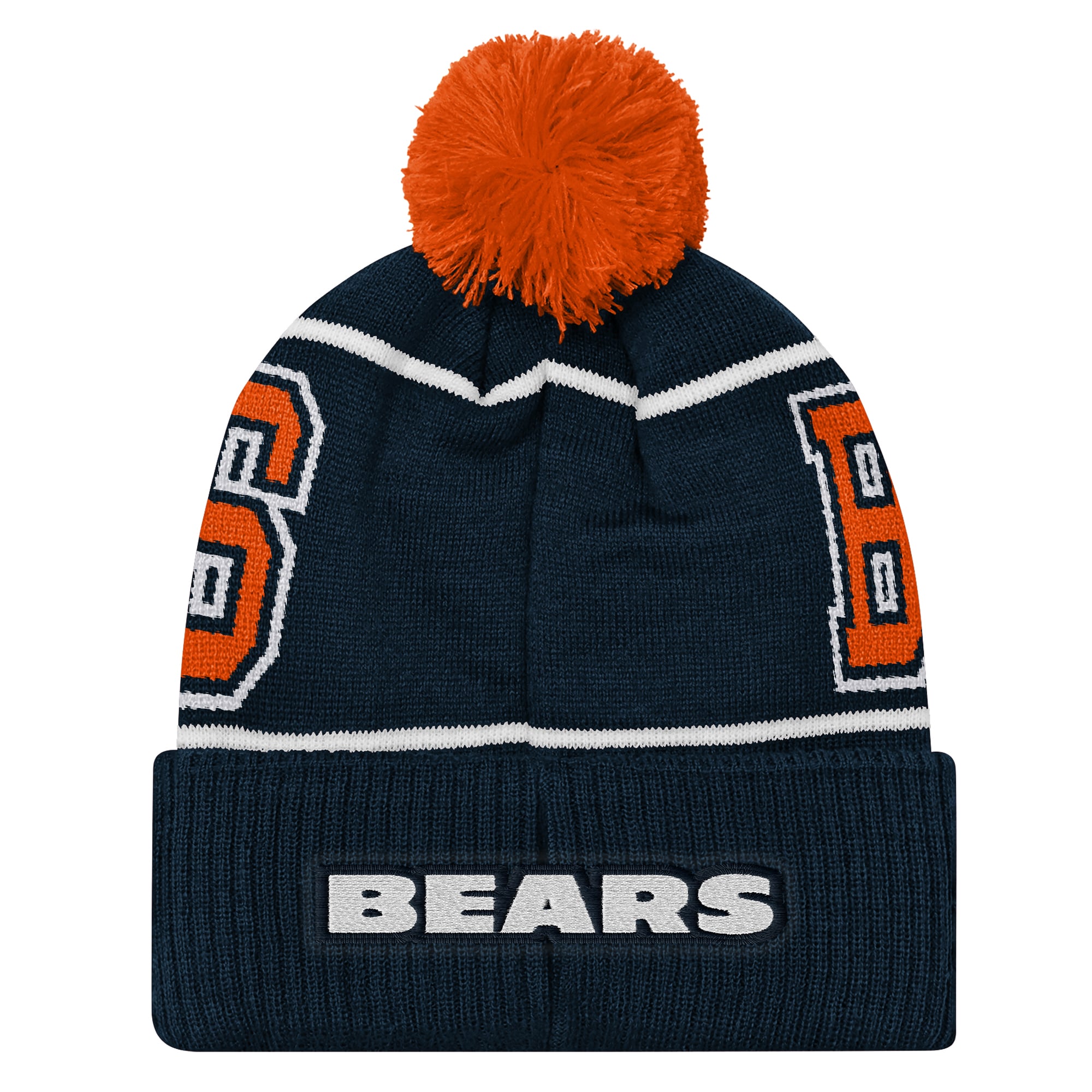 Youth Outerstuff Navy Chicago Bears Highlight Cuffed Knit Hat with Pom