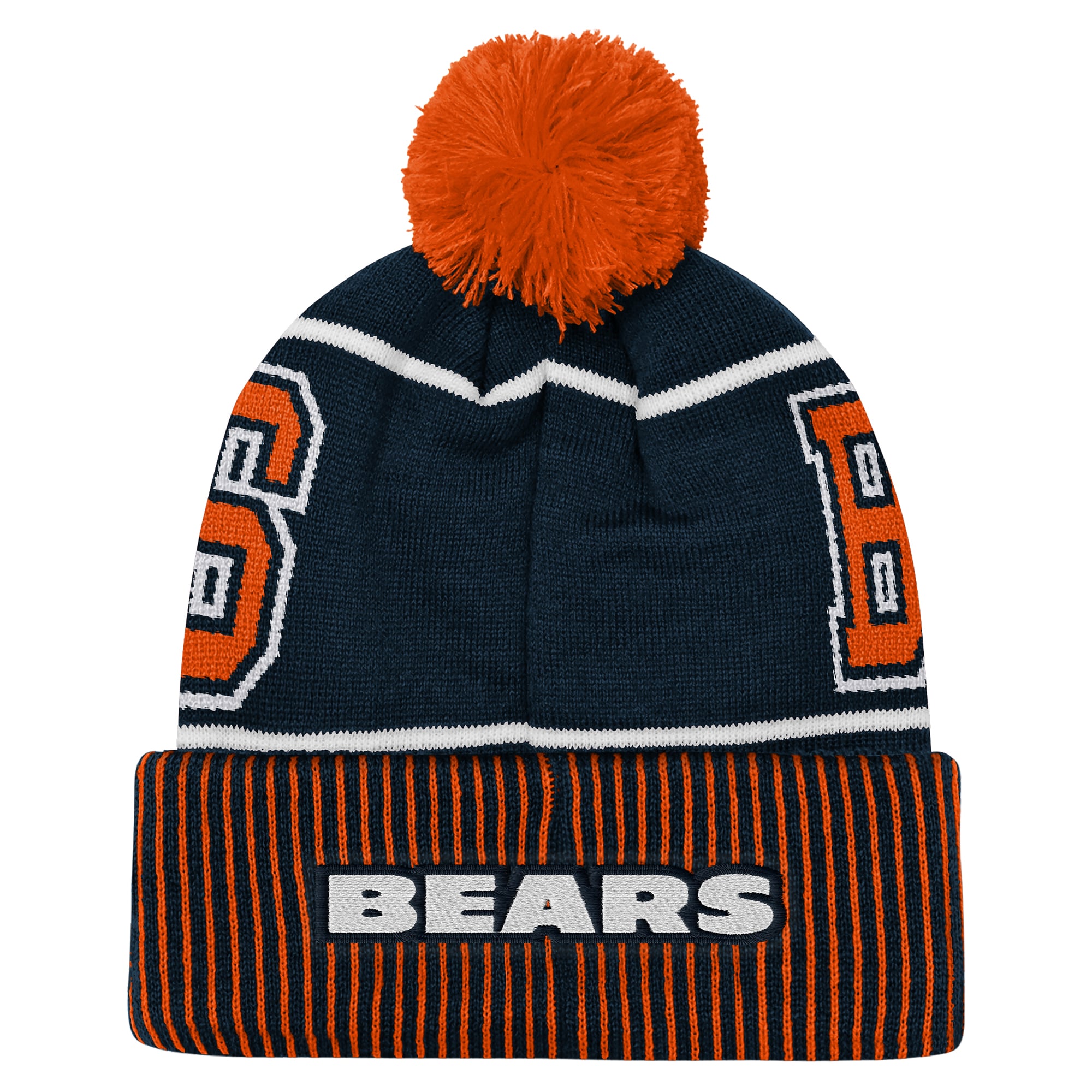 Youth Outerstuff Navy Chicago Bears Highlight Cuffed Knit Hat with Pom