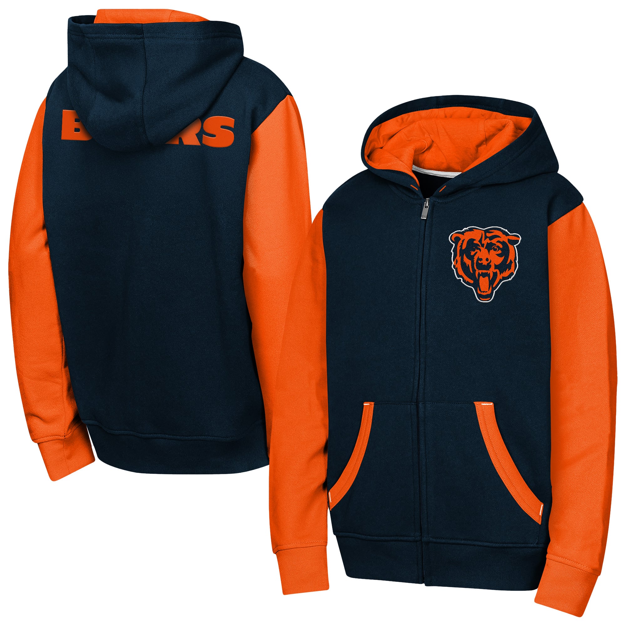 Sweat à capuche zippé Youth Outerstuff Navy Chicago Bears Stadium Colorblock