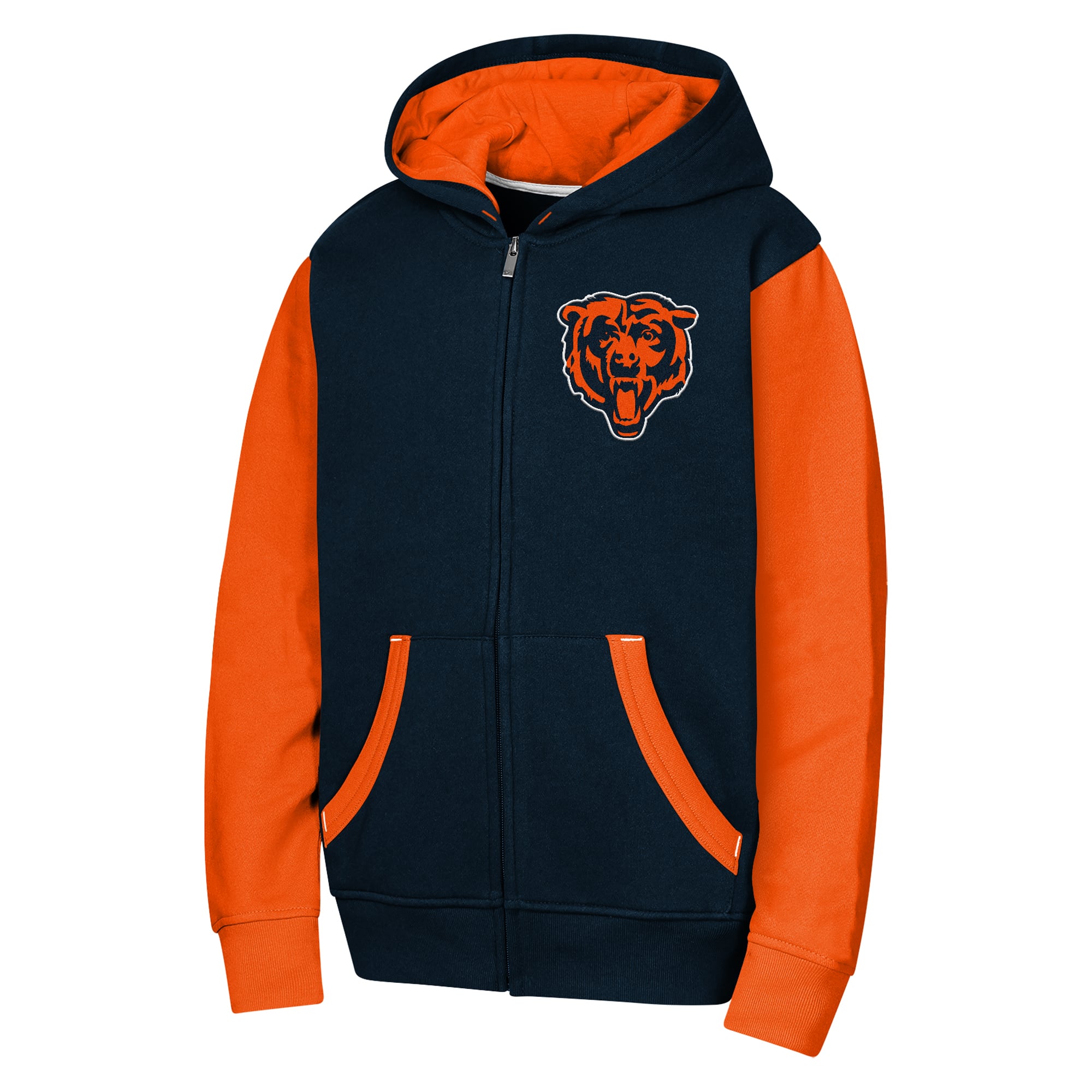Sweat à capuche zippé Youth Outerstuff Navy Chicago Bears Stadium Colorblock