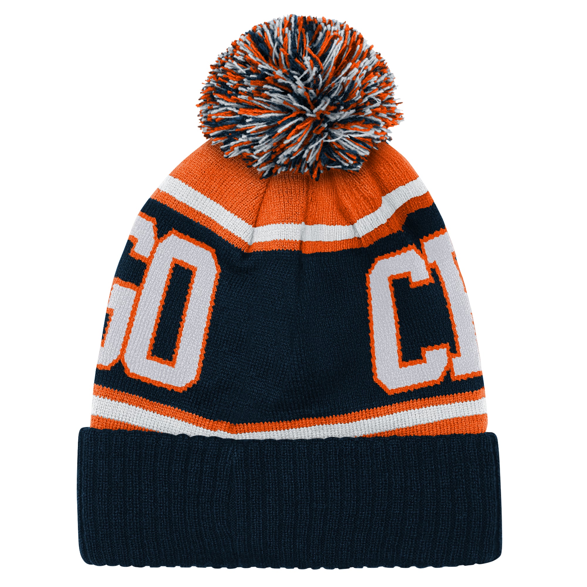 Youth Outerstuff Navy Chicago Bears True Edge Cuffed Knit Hat with Pom