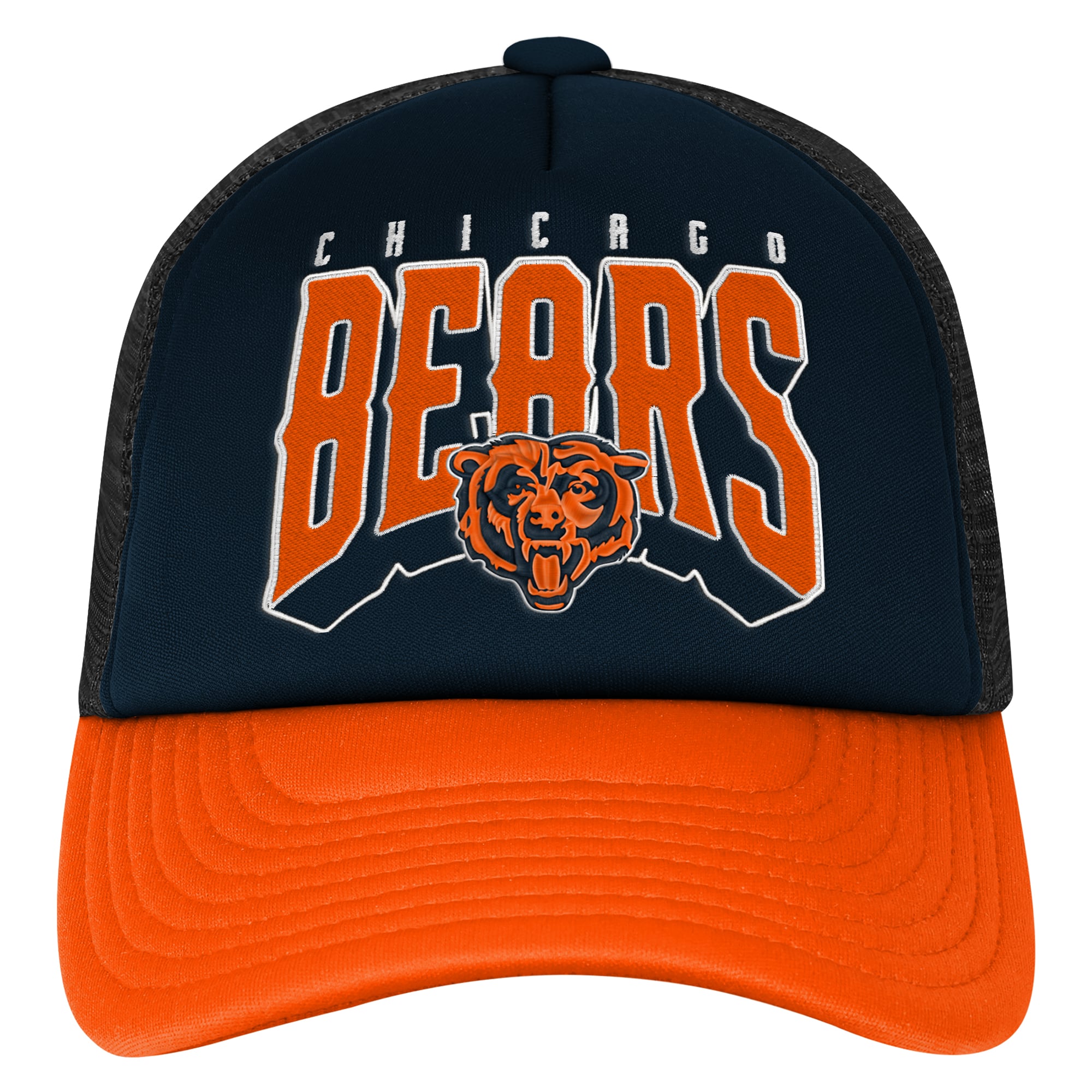 Youth Outerstuff Navy/Orange Chicago Bears Handoff Foam Adjustable Trucker Hat