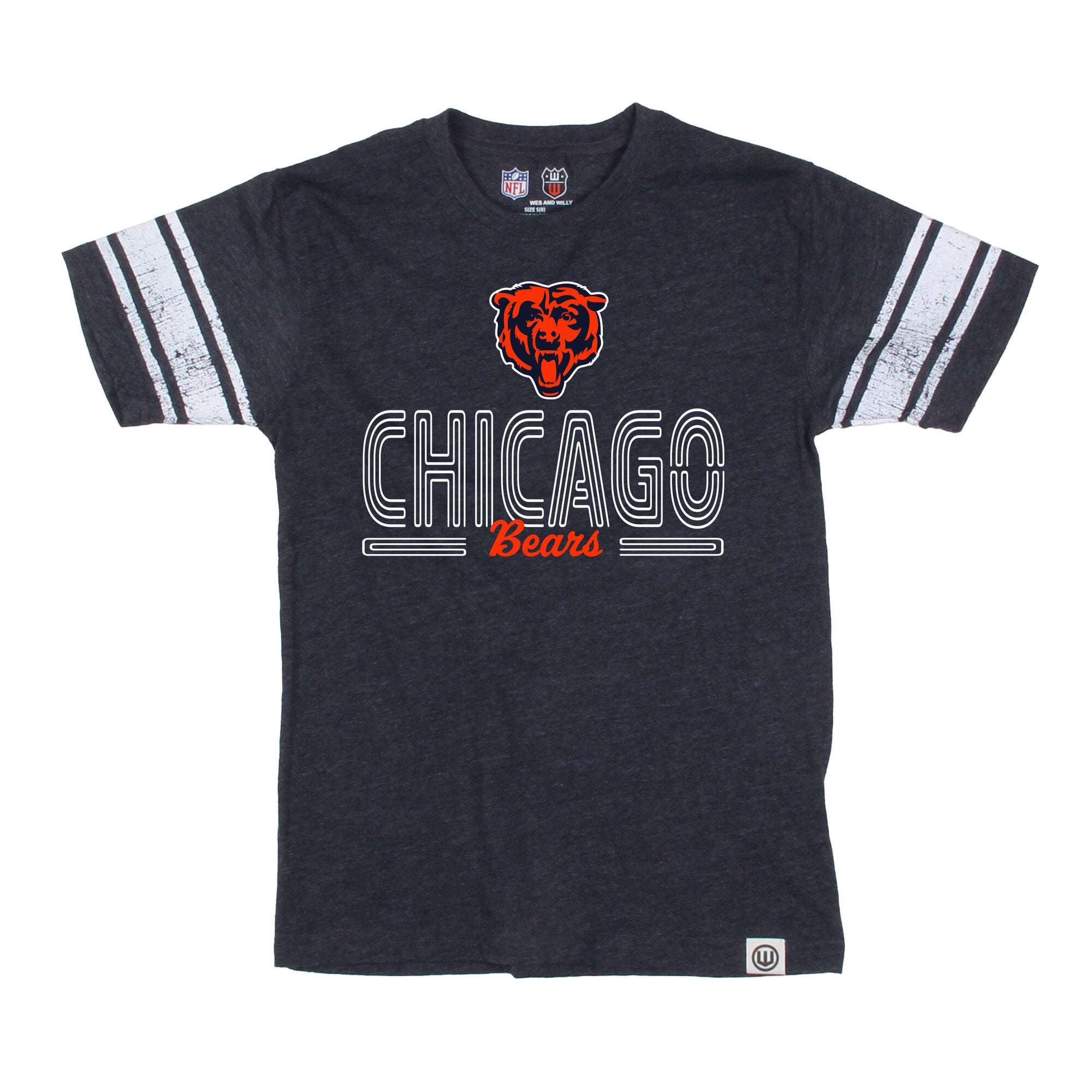 Youth Wes & Willy Navy Chicago Bears Football Jersey T-Shirt