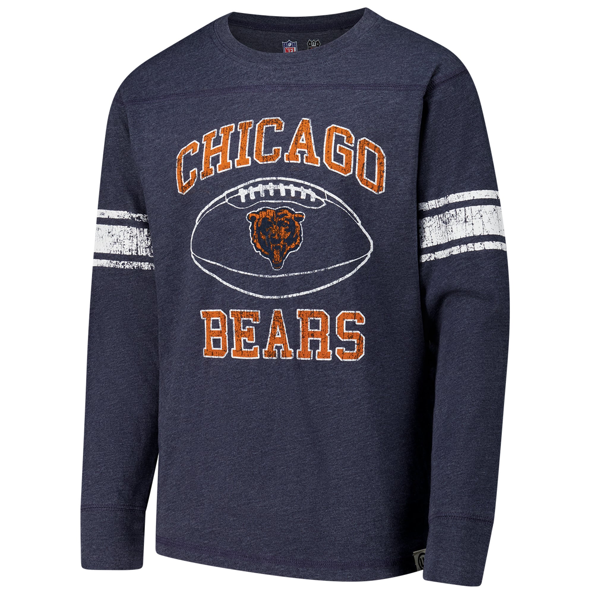 T-shirt de football à manches longues bleu marine pour jeunes Wes & Willy des Chicago Bears