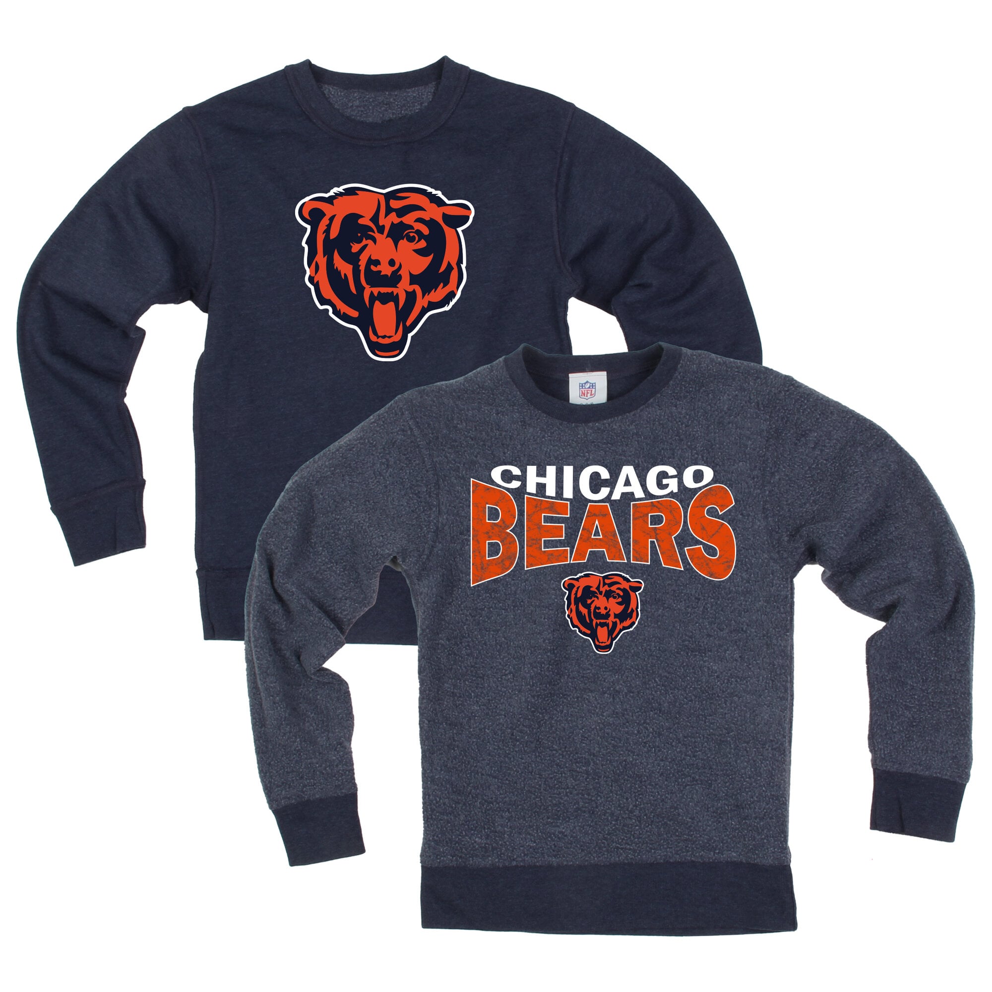 Youth Wes & Willy Navy Chicago Bears Reversible Fleece Sweatshirt
