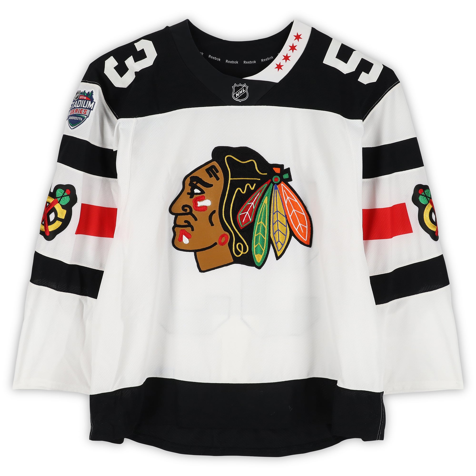 Brandon Mashinter Chicago Blackhawks Practice-Used #53 White Jersey vs. Minnesota Wild on February 21, 2016