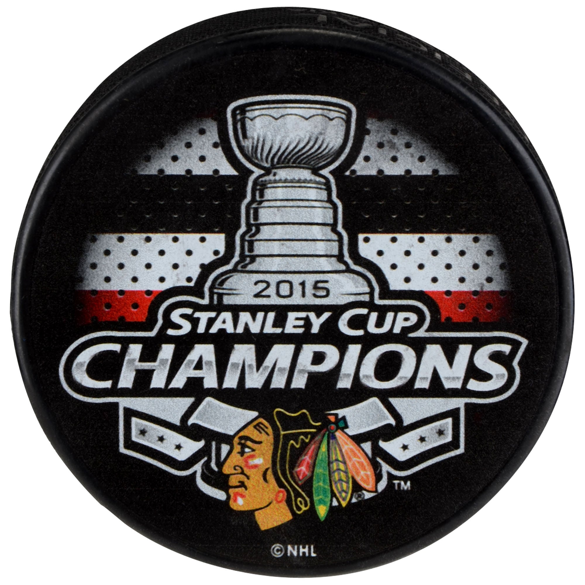 Rondelle de hockey non signée des Blackhawks de Chicago, champions de la Coupe Stanley 2015
