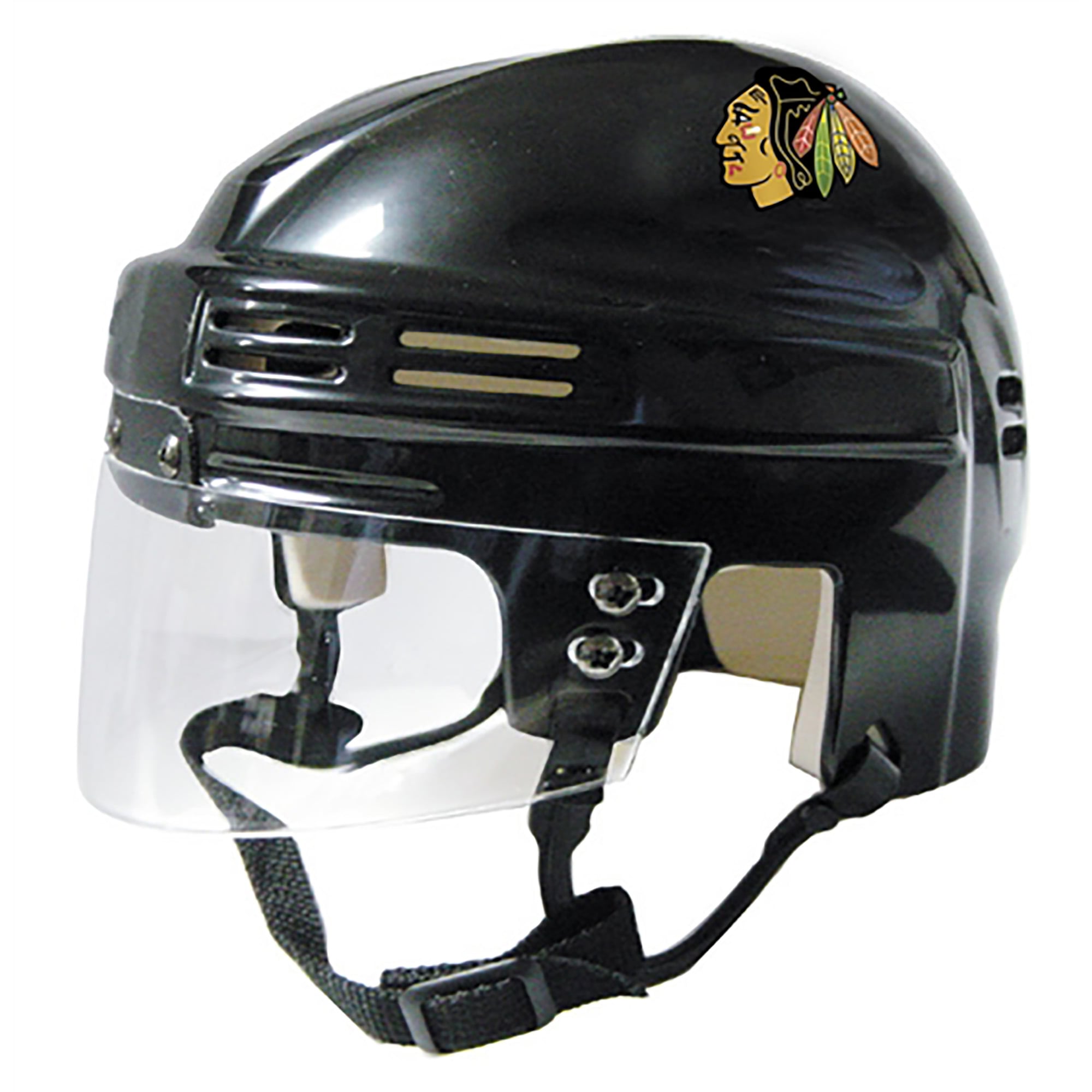 Mini-casque noir non signé des Blackhawks de Chicago, style Sportstar