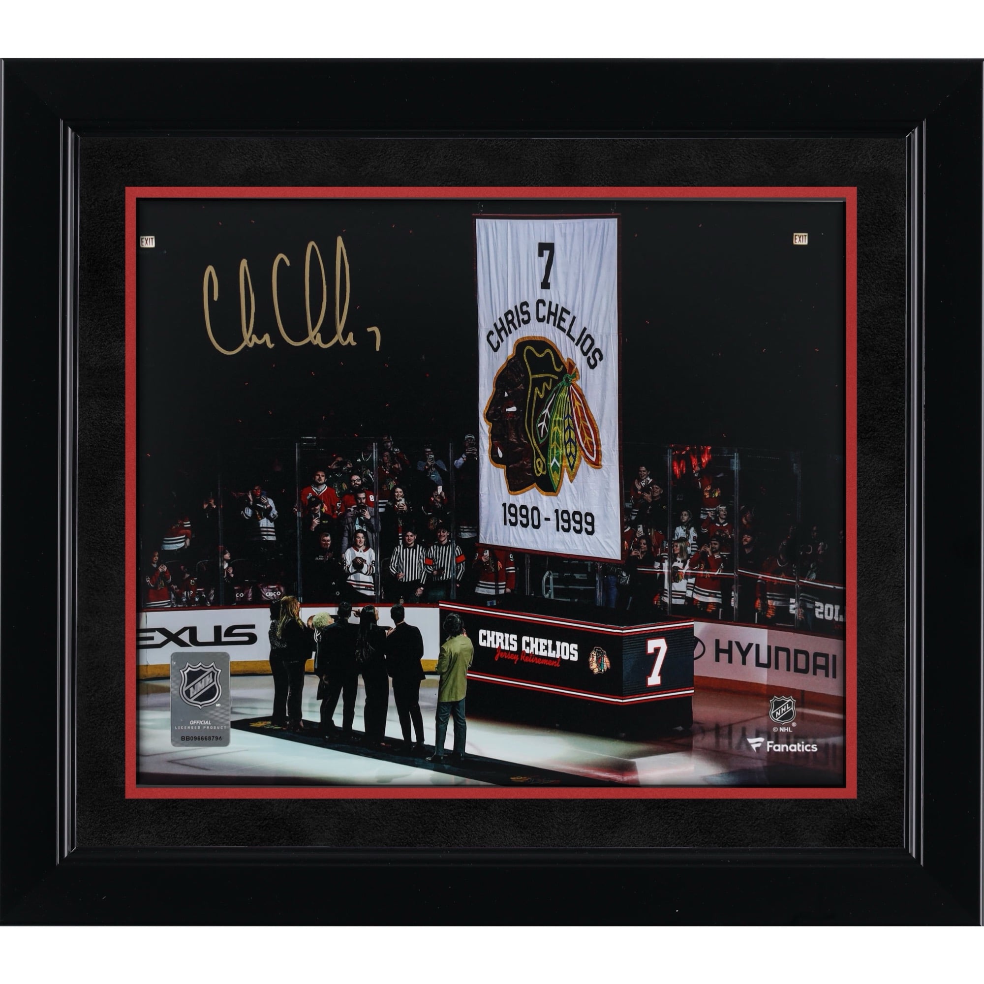 Chris Chelios Chicago Blackhawks Autographed 8" x 10" Jersey Retirement Night Photograph