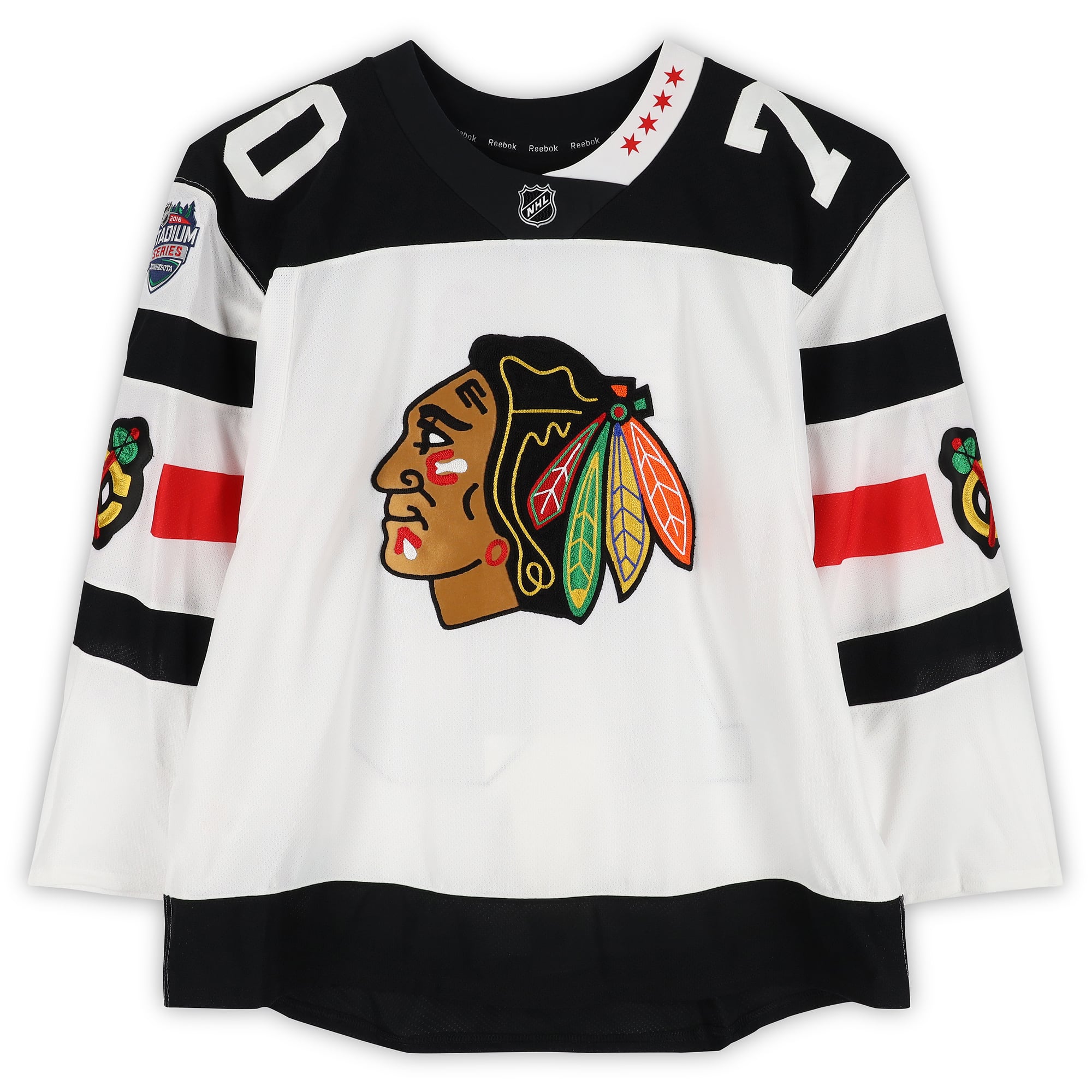 Dennis Rasmussen Chicago Blackhawks Practice-Used #70 White Jersey vs. Minnesota Wild on February 21, 2016