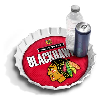 Chicago Blackhawks Fanpoint 13" Bottle Cap Serving Tray