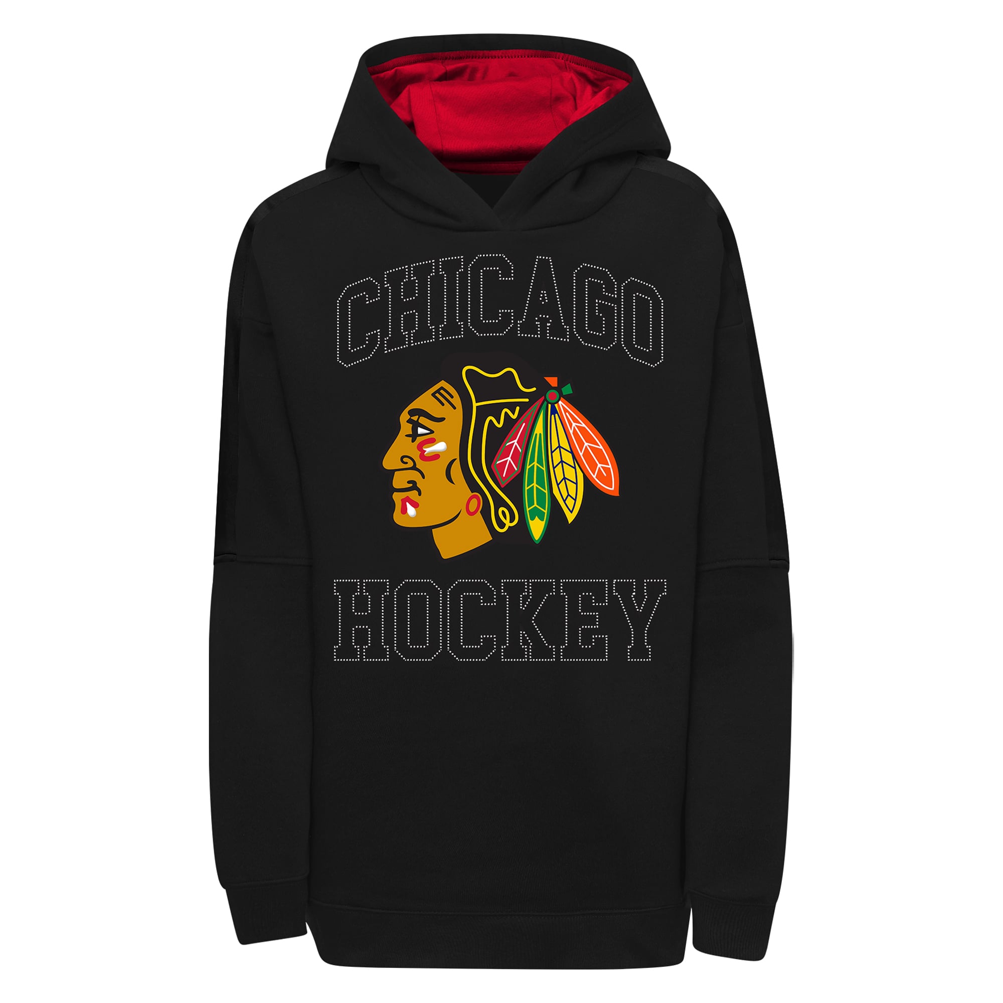 Sweat à capuche noir pailleté Chicago Blackhawks pour filles