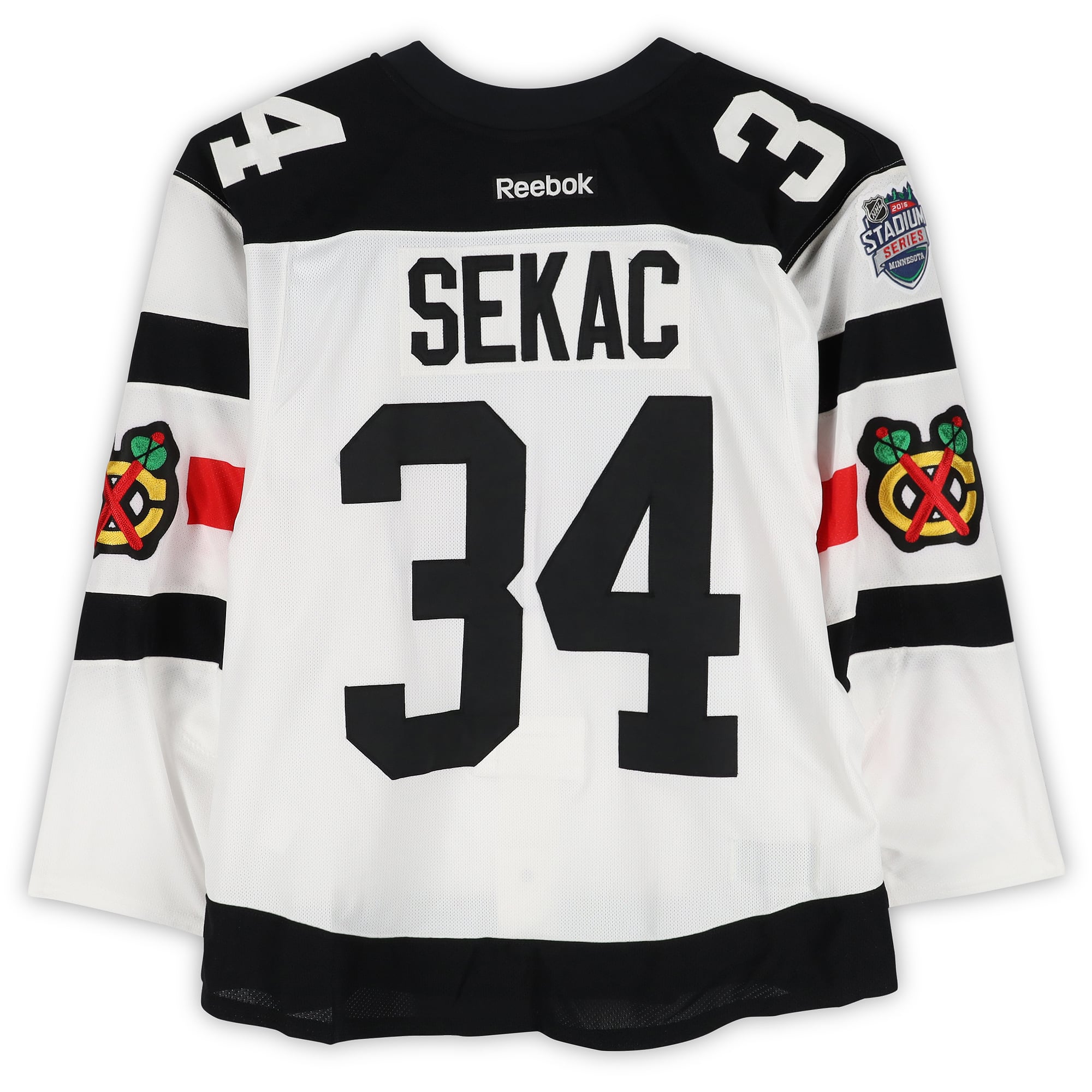 Jiri Sekac Chicago Blackhawks Player-Issued #34 White Jersey vs. Minnesota Wild on February 21, 2016