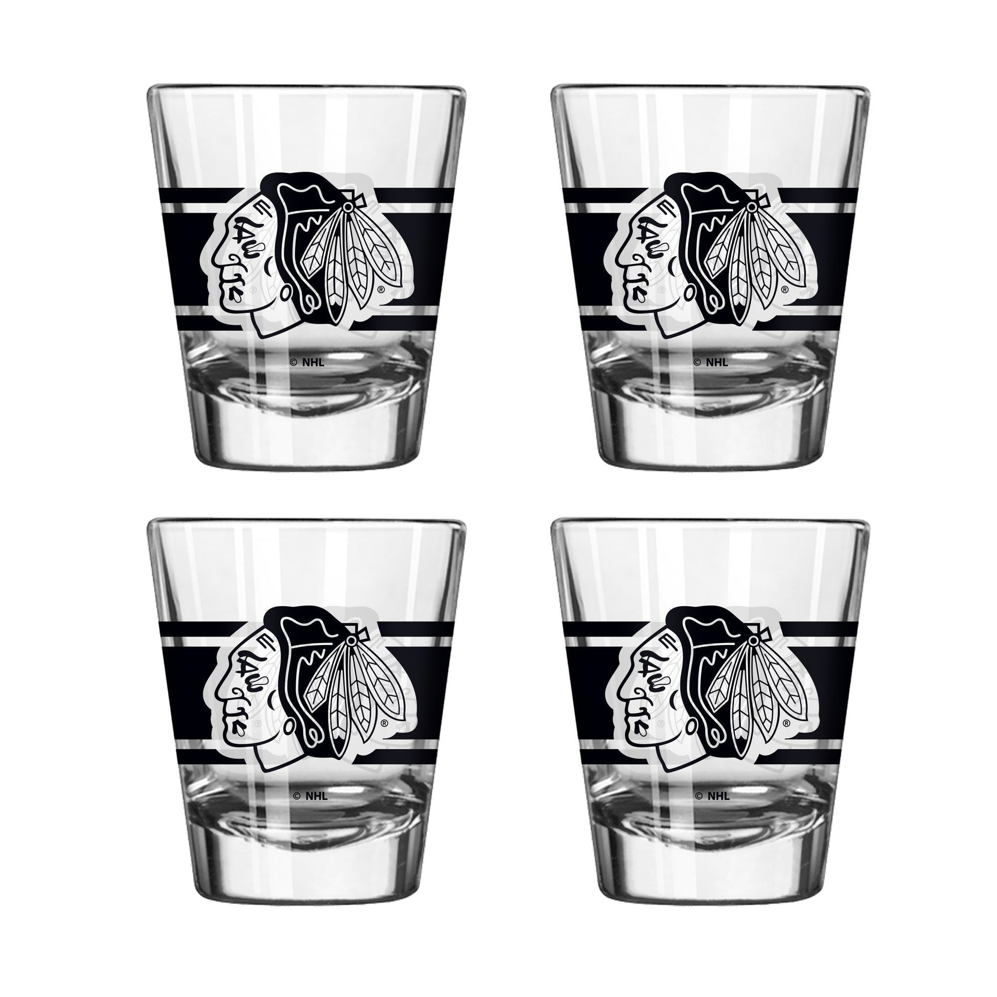 Logo Brands Chicago Blackhawks Four-Piece Stripe Shot Glass Set