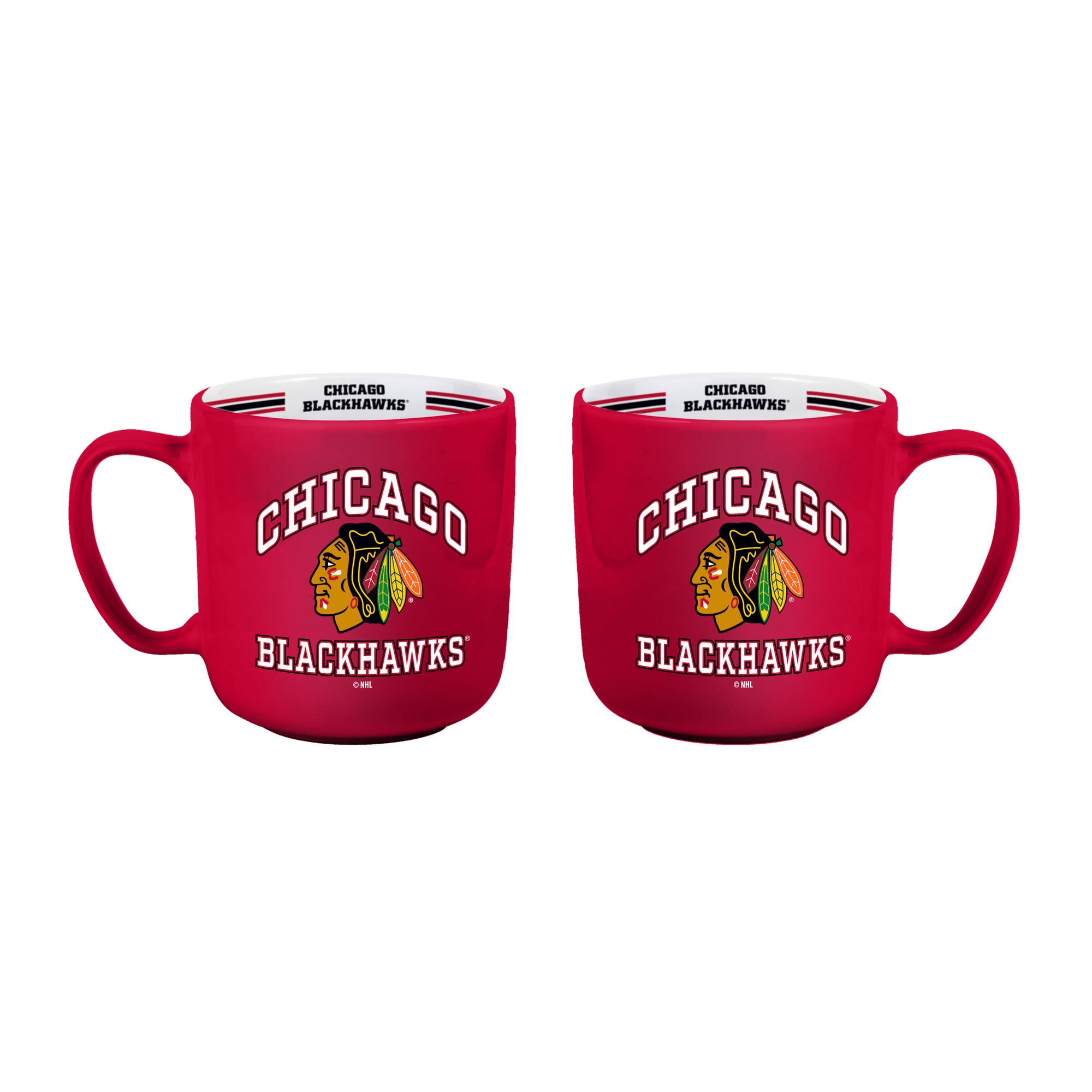 Ensemble de deux tasses rayées de 44 cl (15 oz) Logo Brands Chicago Blackhawks