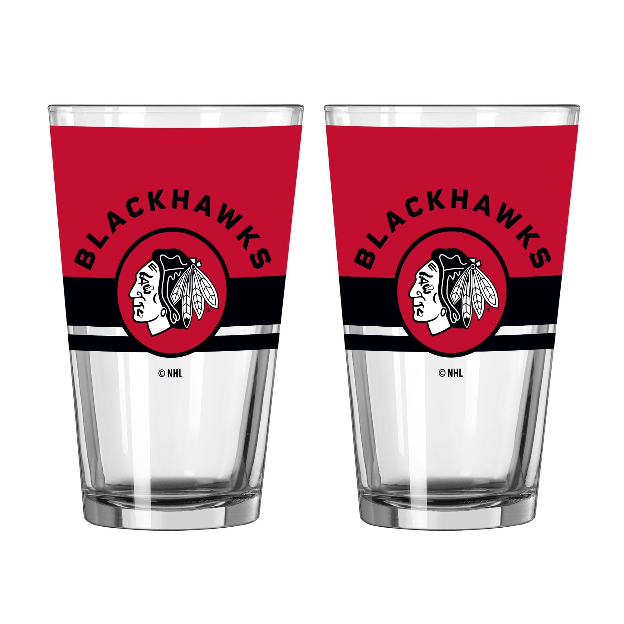 Ensemble de deux verres à bière Horizon de 473 ml (16 oz) Logo Brands Chicago Blackhawks