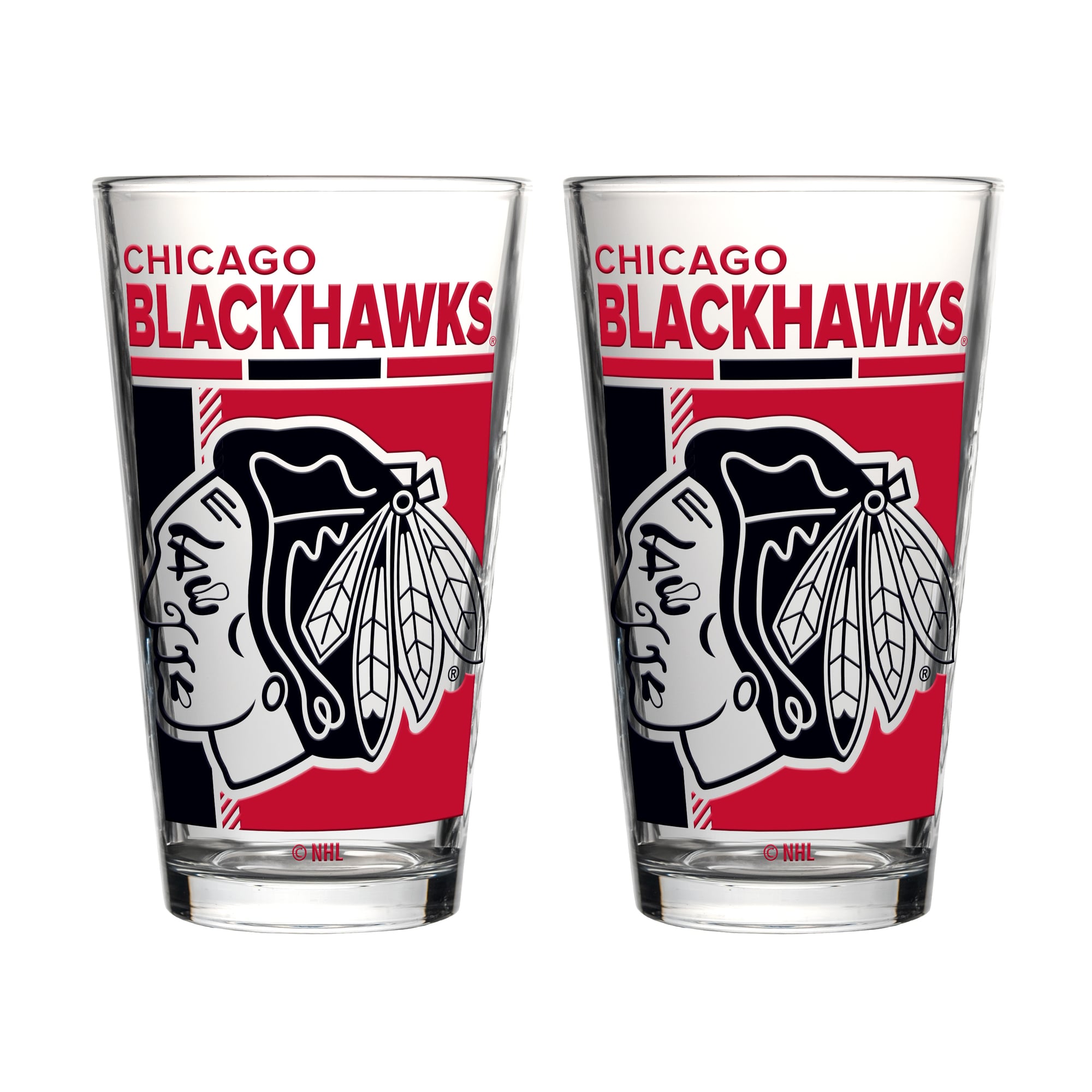 Ensemble de deux verres à bière Logo Brands Chicago Blackhawks de 473 ml (16 oz).