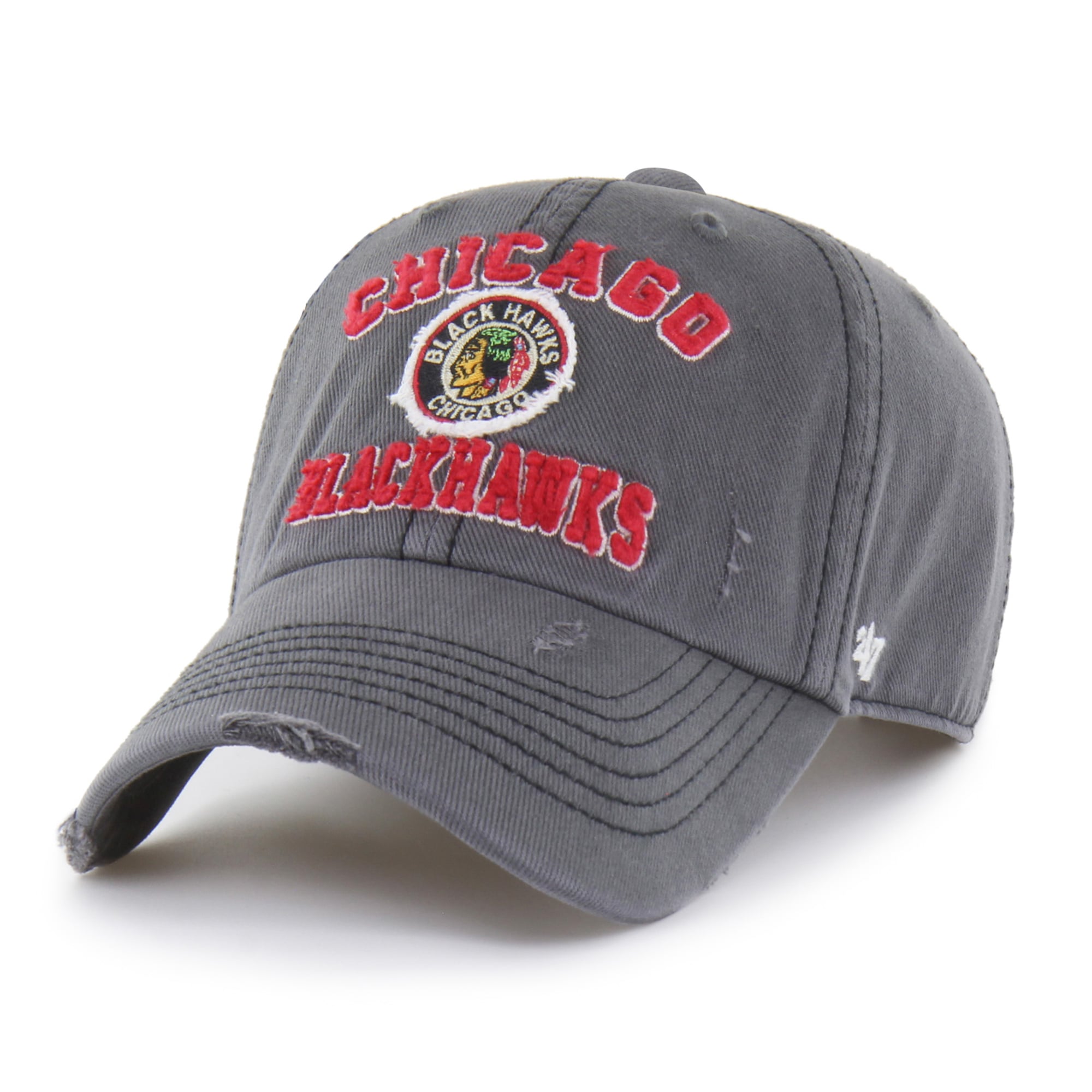 Casquette ajustable Chicago Blackhawks Seymoore noire '47 avec application vieillie