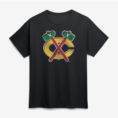 Chicago Blackhawks Big & Tall Metallic Mascot T-Shirt - Black