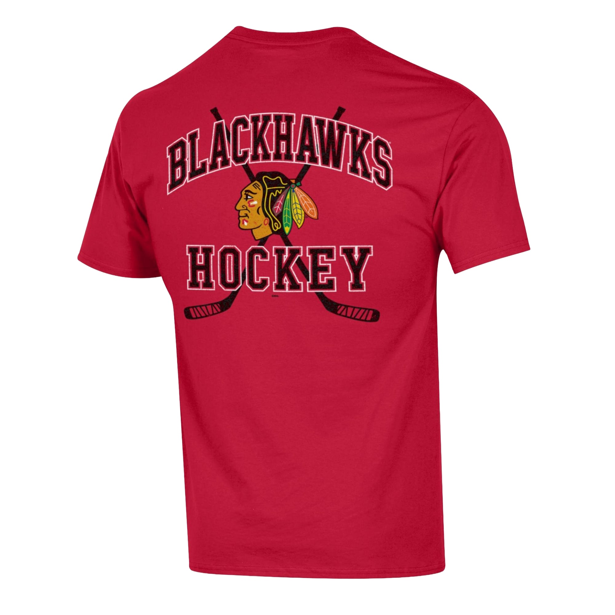 Men's Champion Red Chicago Blackhawks Stick With It Jersey T-Shirt