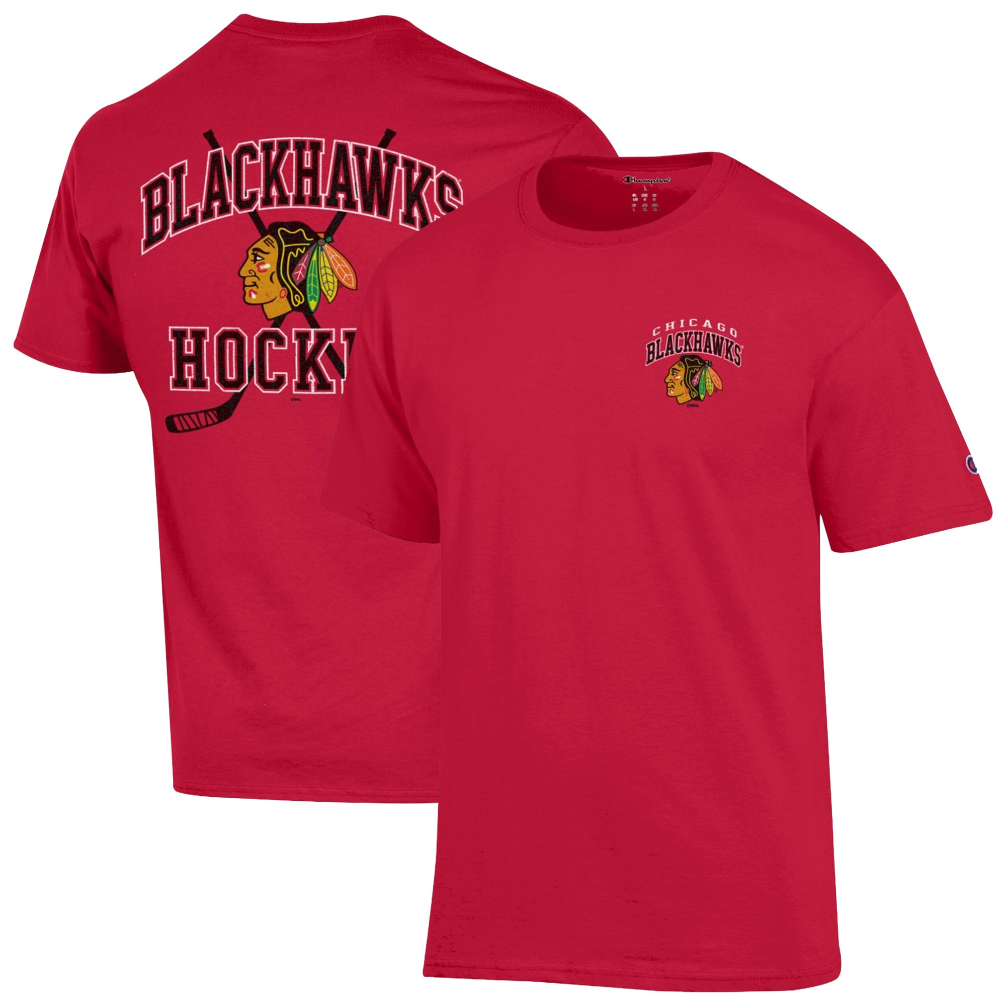 Men's Champion  Red Chicago Blackhawks Stick With It Jersey T-Shirt