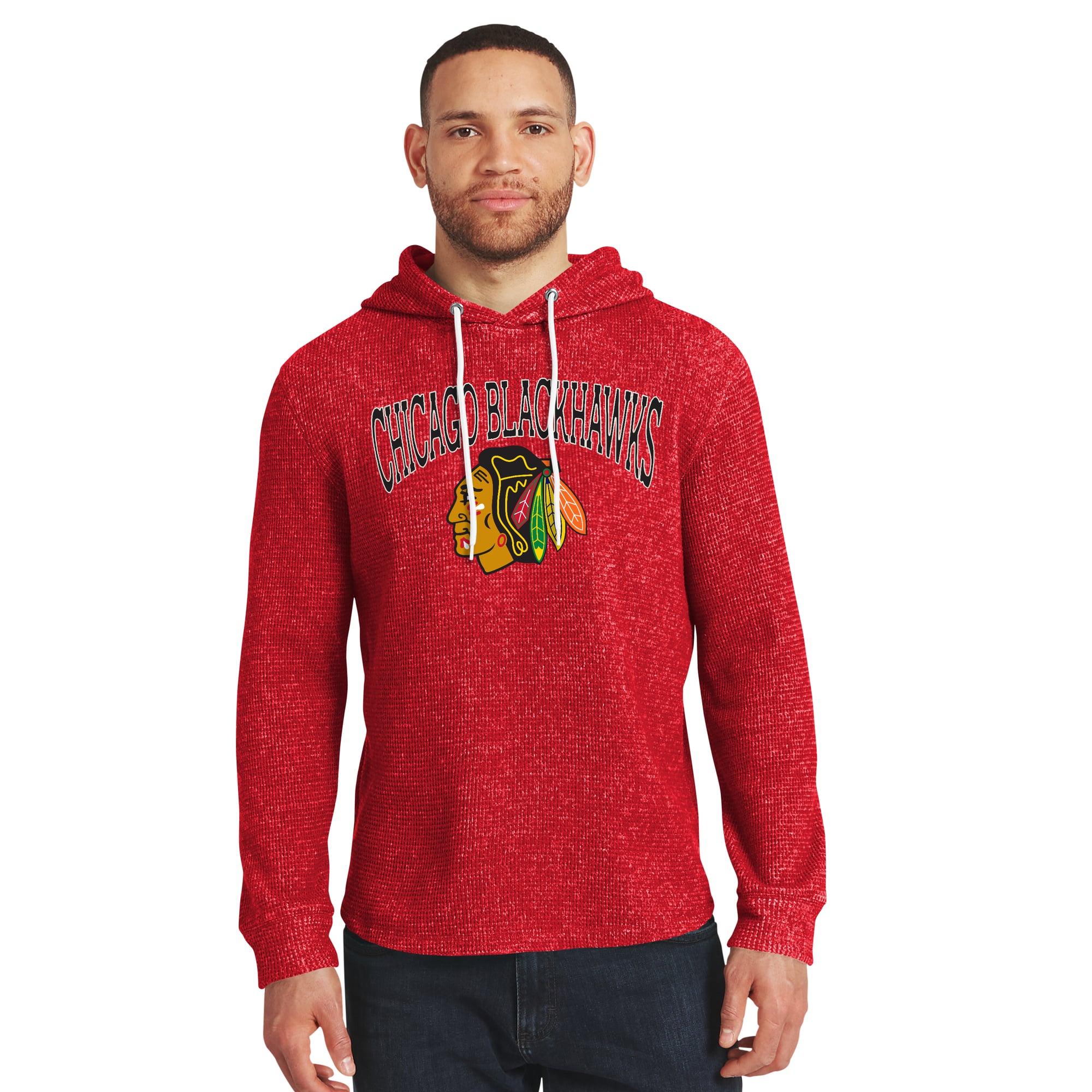 Collection Darius Rucker pour homme par Fanatics T-shirt à manches longues rouge Chicago Blackhawks en maille gaufrée et mélange de trois tissus