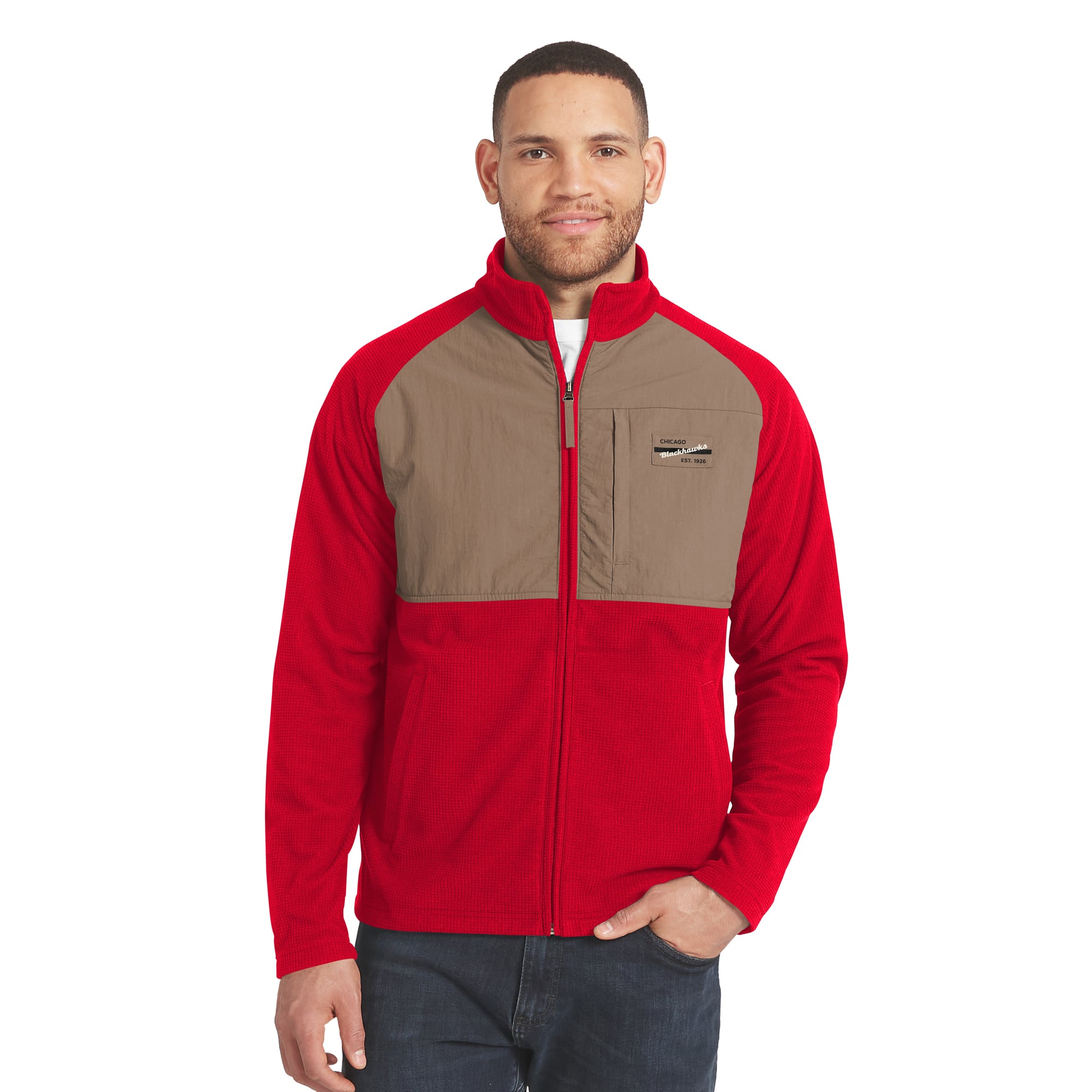 Veste raglan zippée rouge/beige Chicago Blackhawks de la collection Darius Rucker pour homme par Fanatics