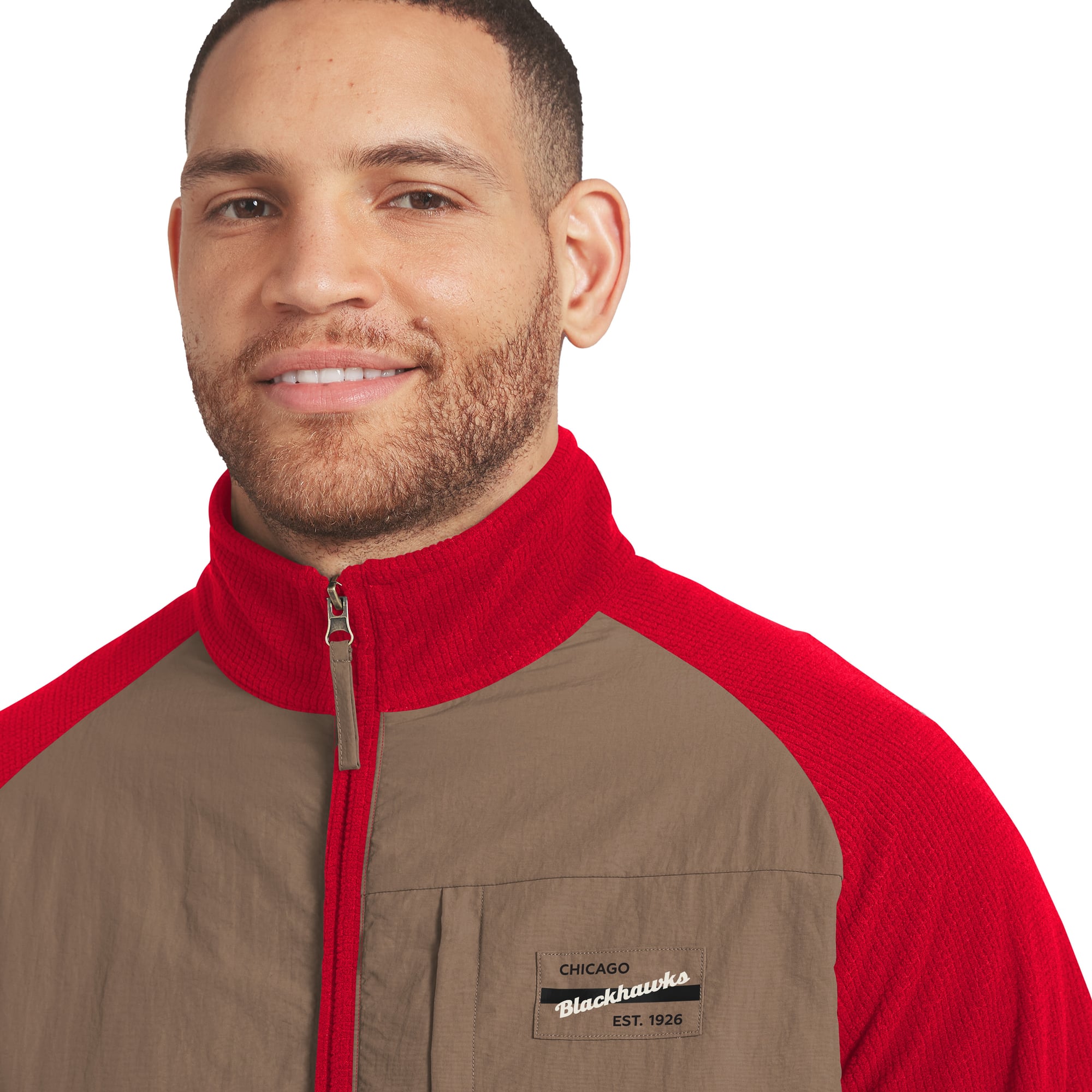 Veste raglan zippée rouge/beige Chicago Blackhawks de la collection Darius Rucker pour homme par Fanatics