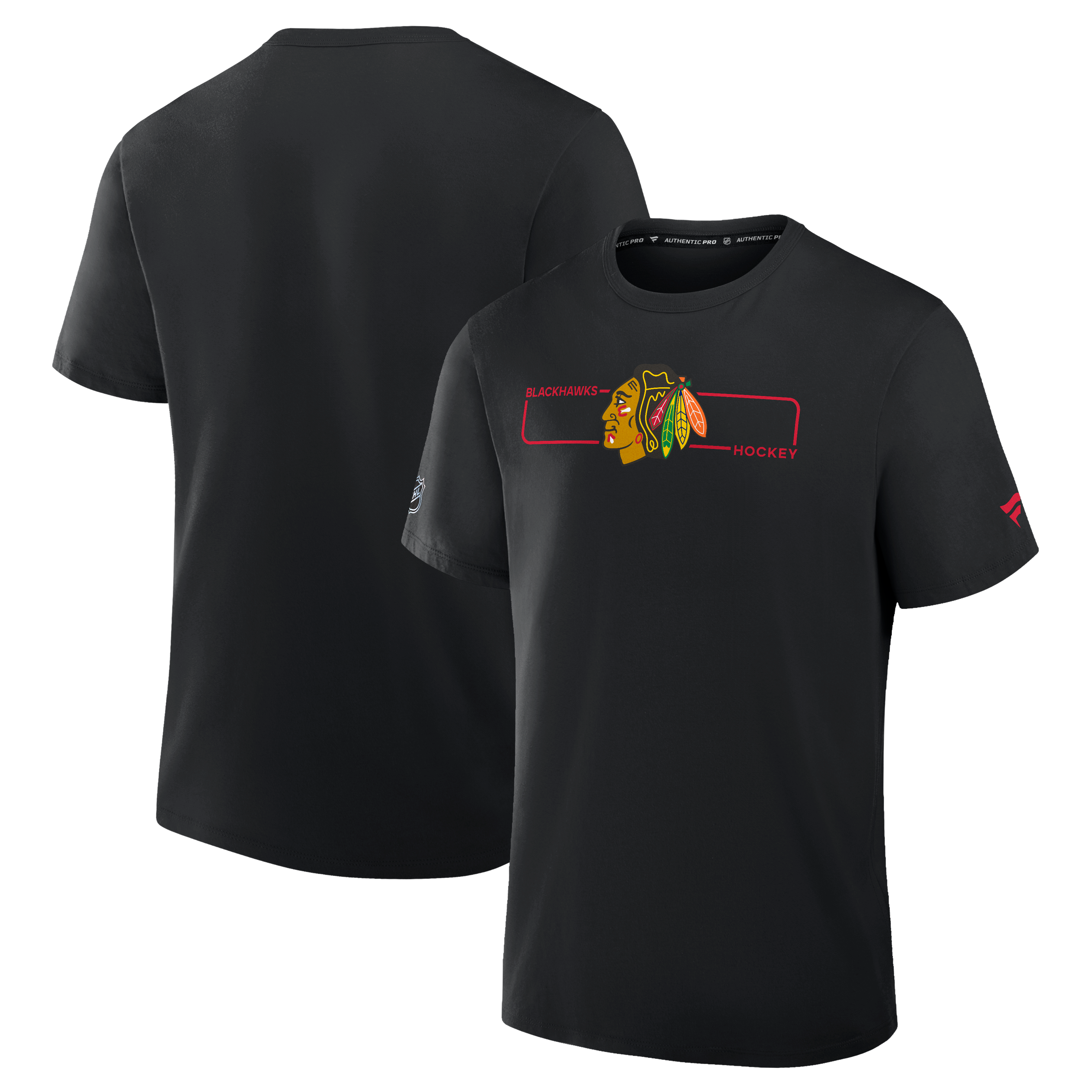 Men's Fanatics Black Chicago Blackhawks Authentic Pro Primary Logo T-Shirt