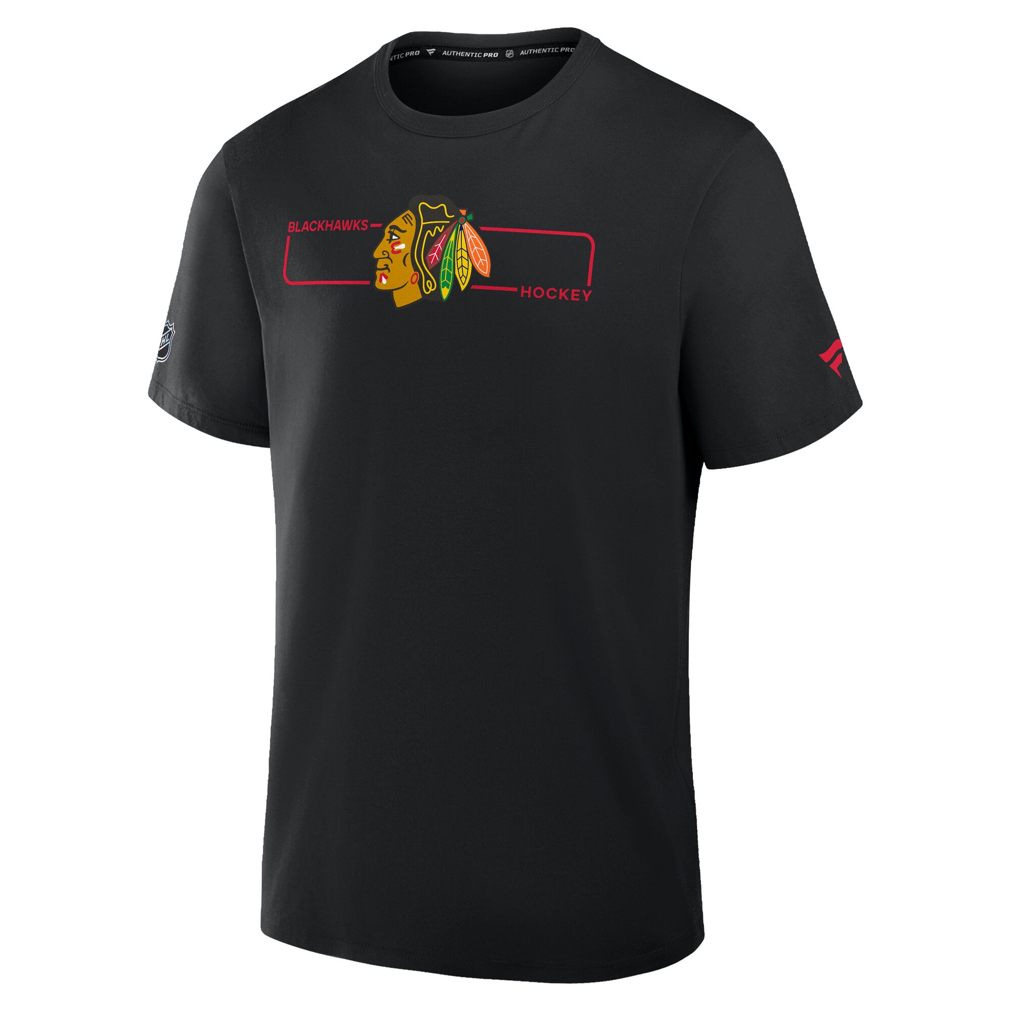 T-shirt authentique Fanatics Blackhawks de Chicago pour homme, logo principal