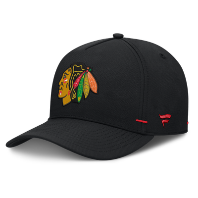 Casquette Chicago Blackhawks Fanatics noire authentique Pro Rink Bar Tacks à monture A ajustable