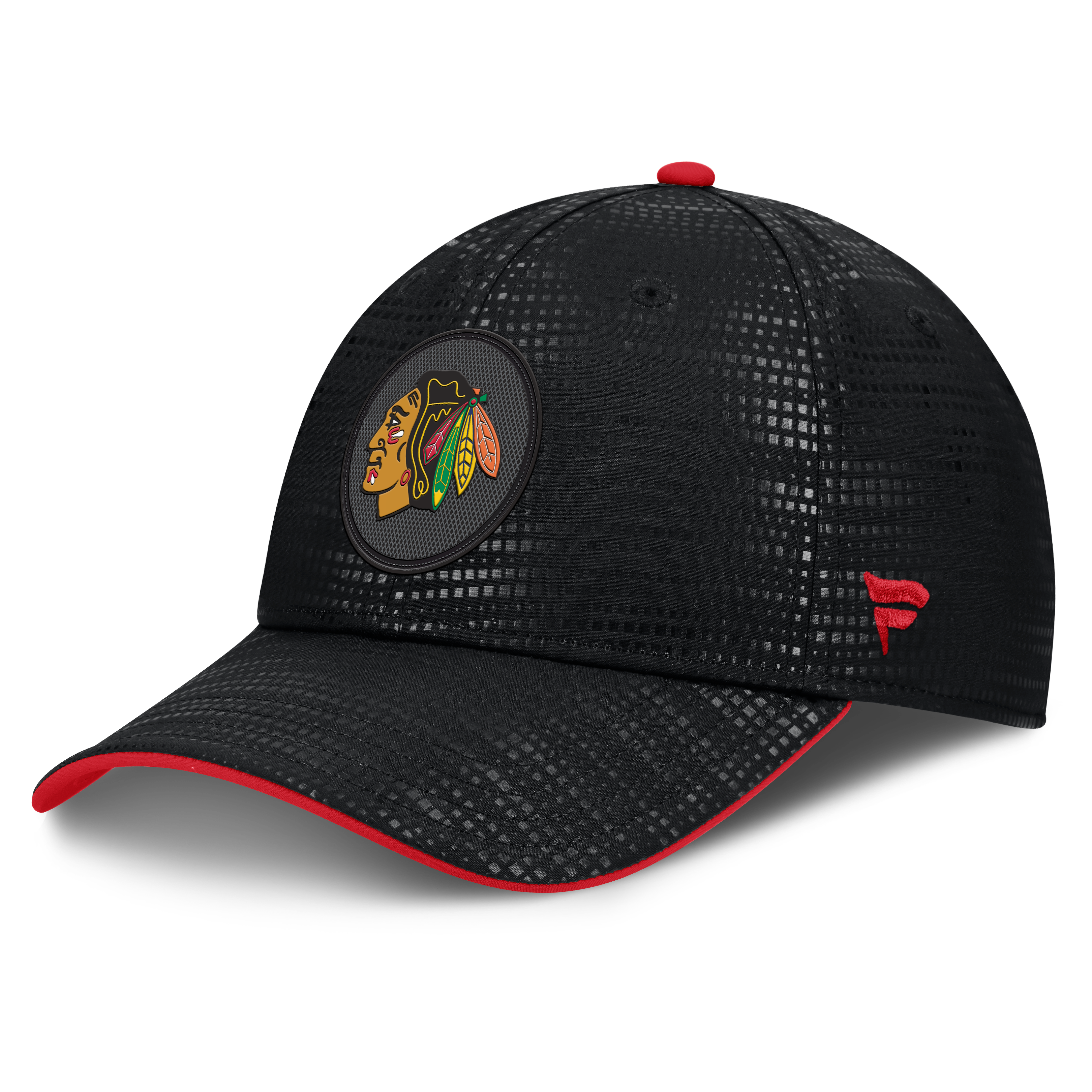 Men's Fanatics Black Chicago Blackhawks Authentic Pro Rink Debossed Stretch Fit Hat