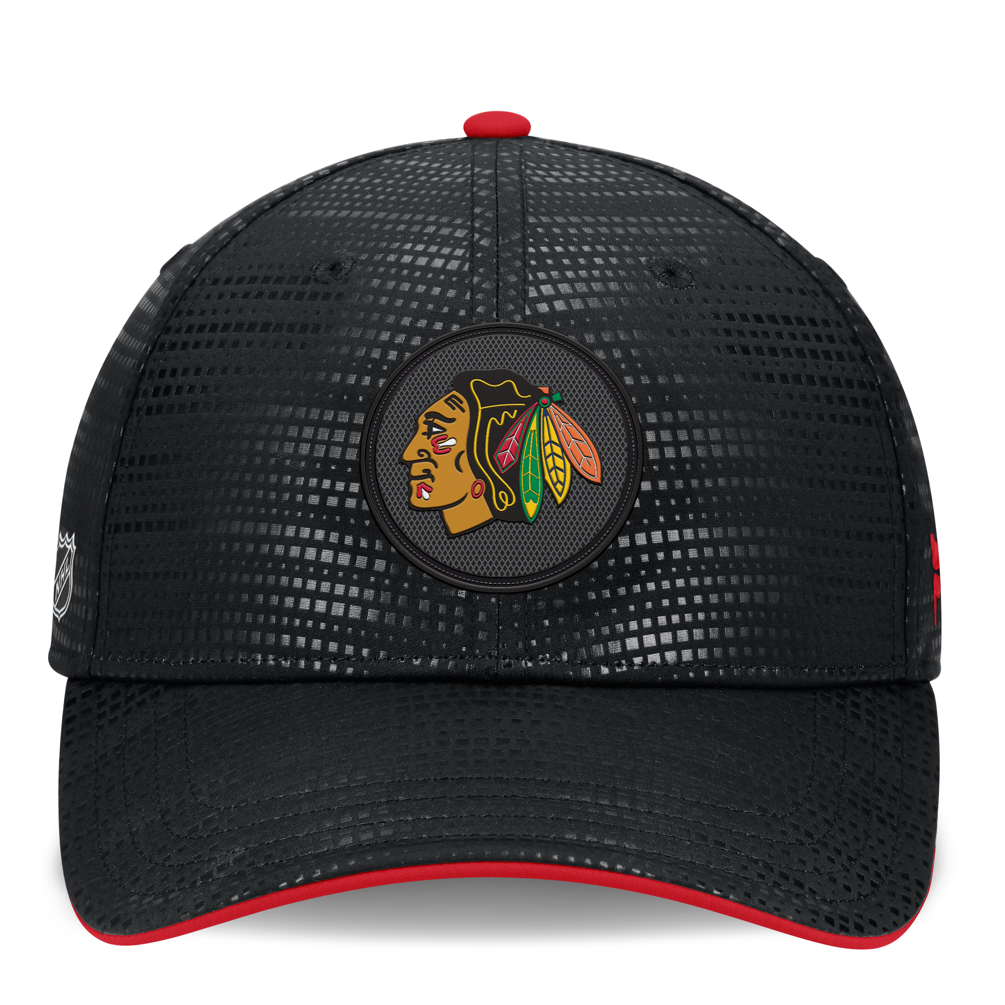 Men's Fanatics Black Chicago Blackhawks Authentic Pro Rink Debossed Stretch Fit Hat