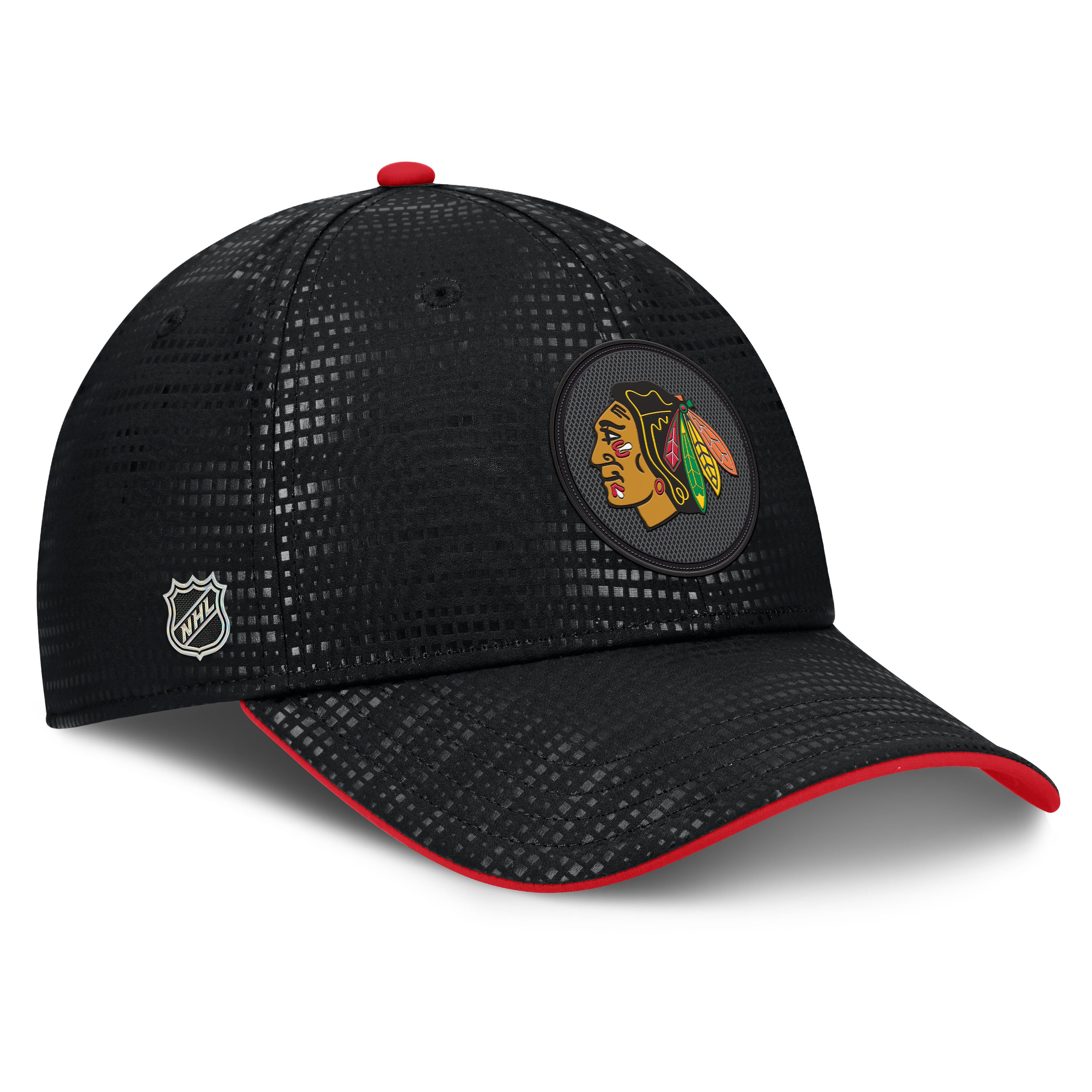 Men's Fanatics Black Chicago Blackhawks Authentic Pro Rink Debossed Stretch Fit Hat