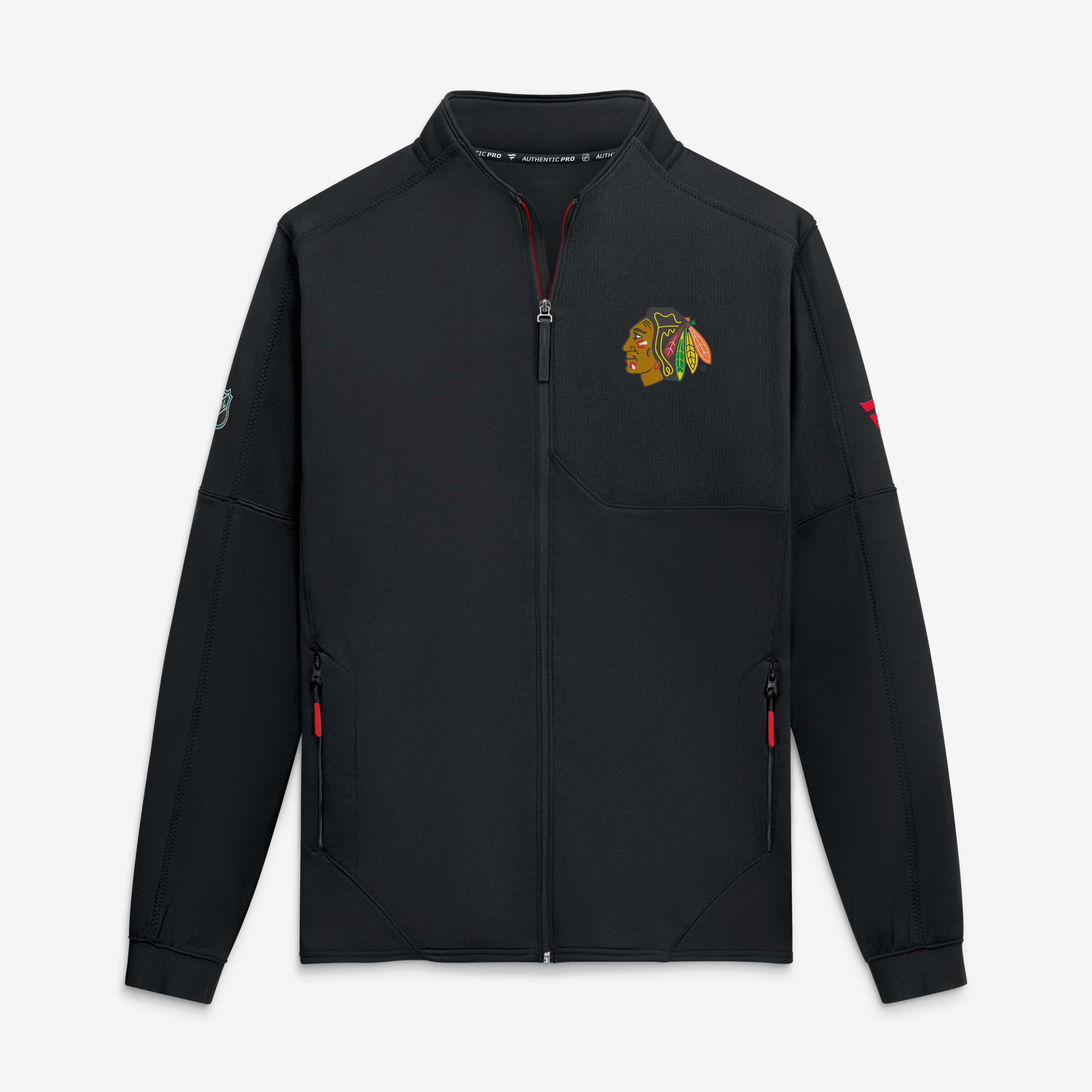 Veste polaire zippée intégrale authentique Chicago Blackhawks noire Fanatics pour homme