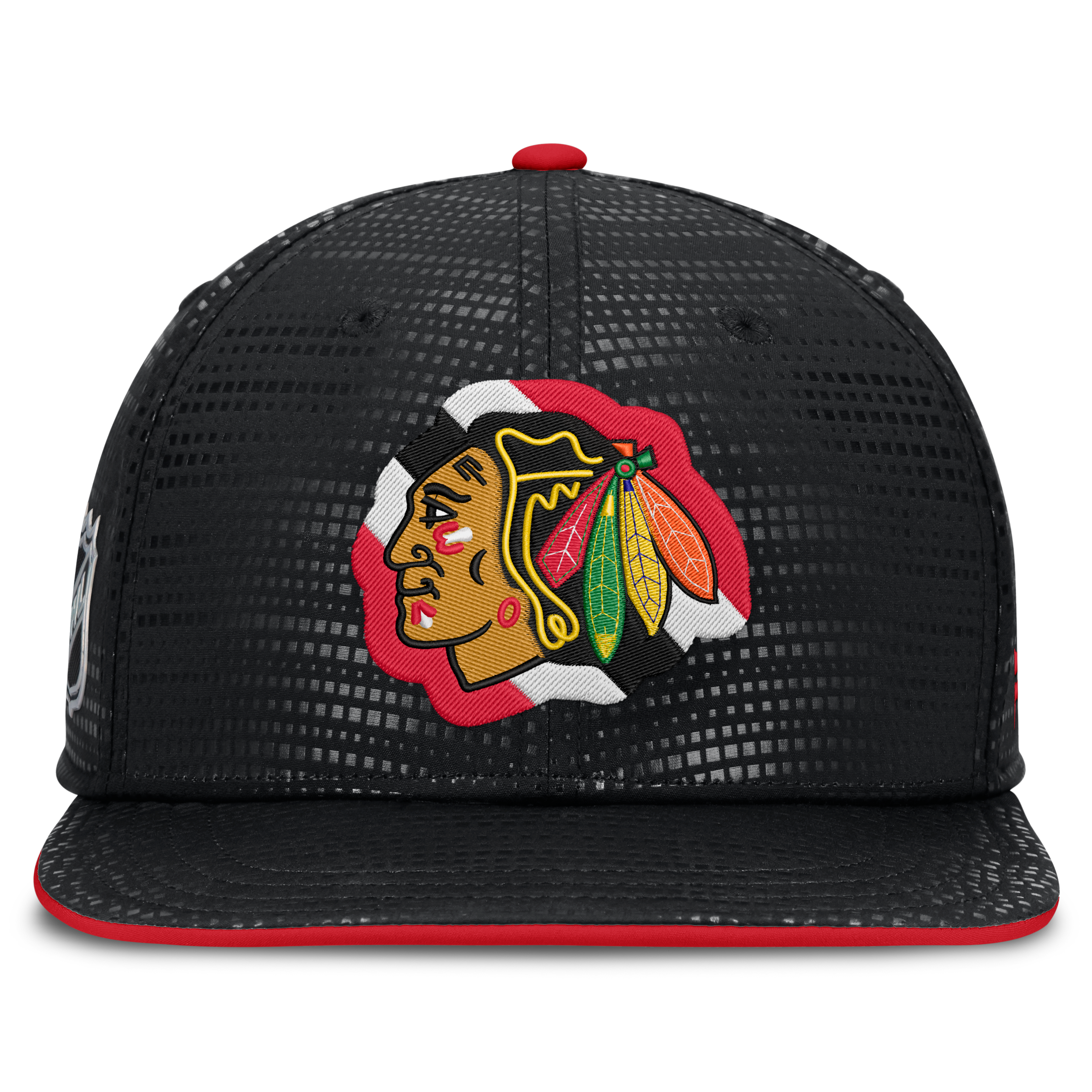 Casquette à visière carrée authentique Chicago Blackhawks noire pour homme de Fanatics