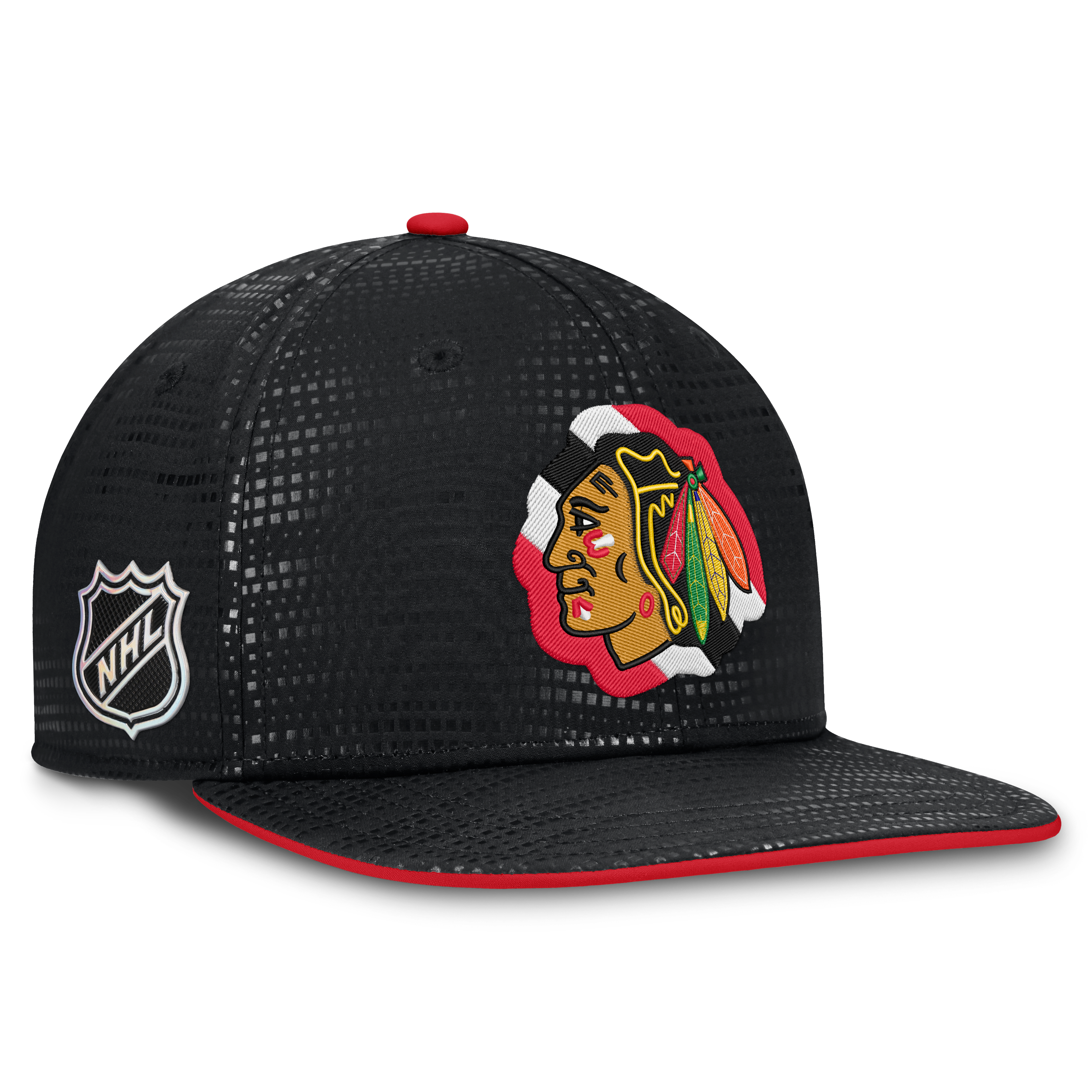 Casquette à visière carrée authentique Chicago Blackhawks noire pour homme de Fanatics