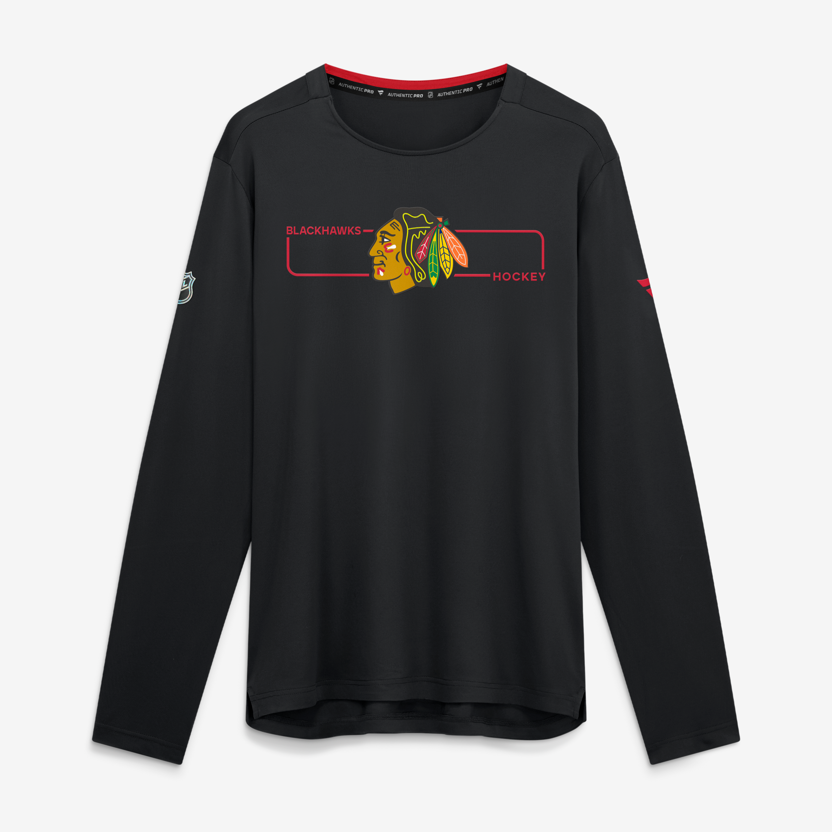 T-shirt à manches longues authentique Pro Rink Tech Chicago Blackhawks noir de Fanatics pour homme