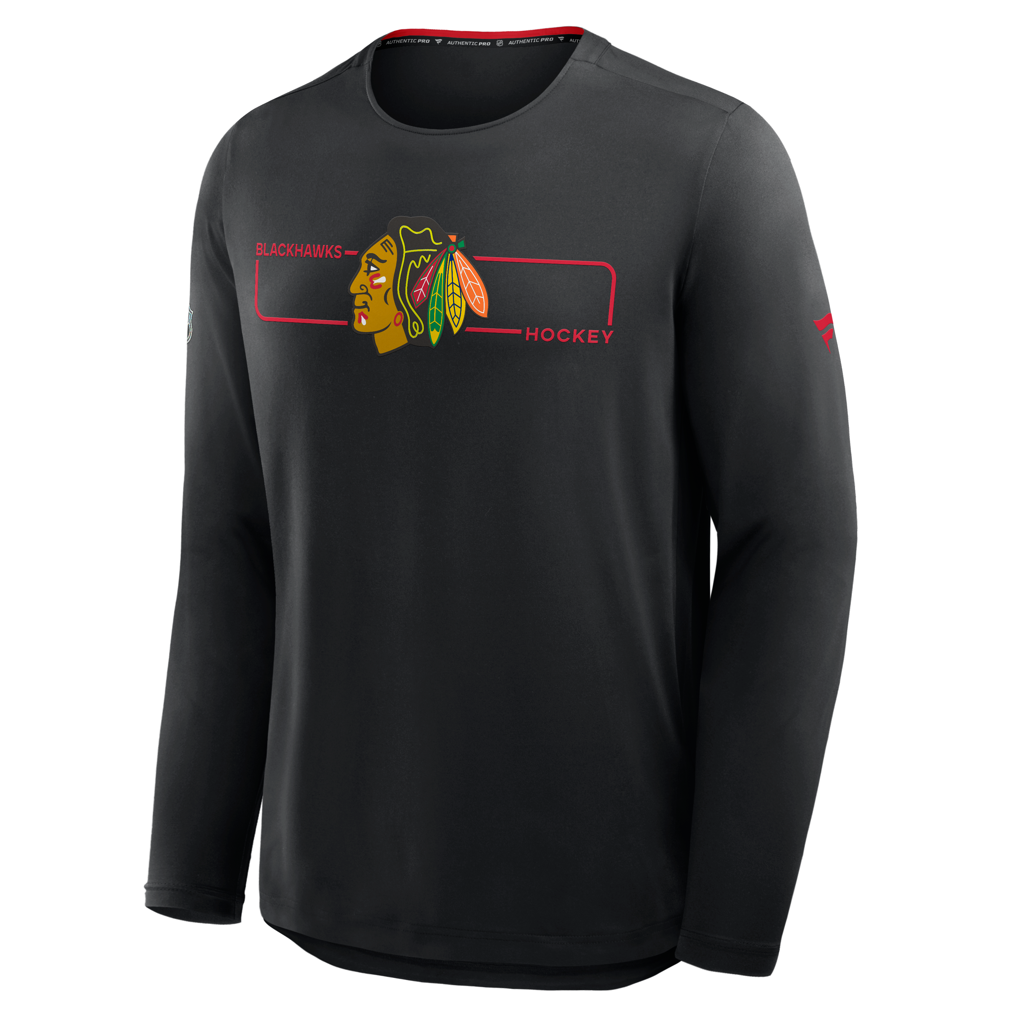 T-shirt à manches longues authentique Pro Rink Tech Chicago Blackhawks noir de Fanatics pour homme